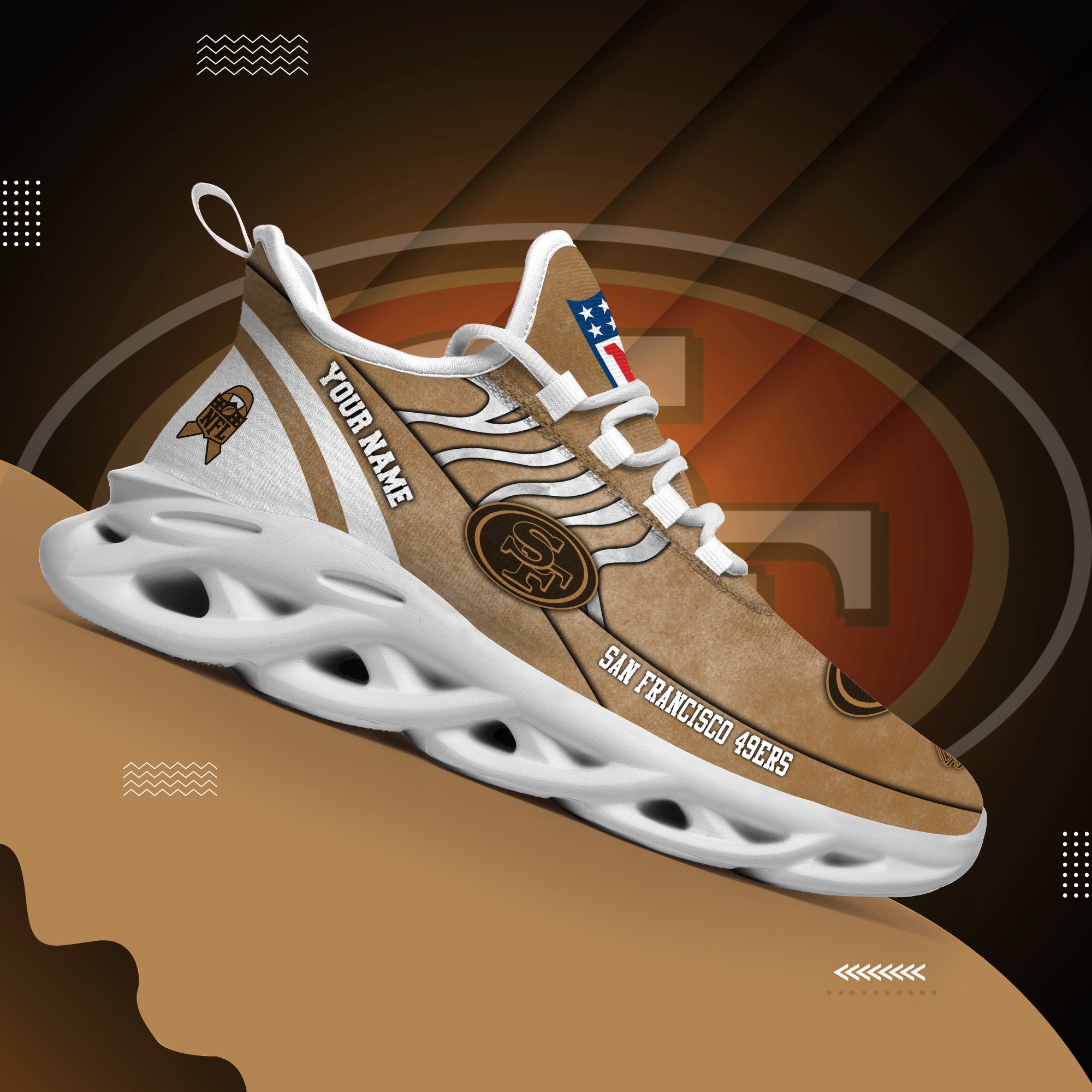 San Francisco 49Ers Black Max Soul Shoes 2025 Versions Custom Your Name And Number 264