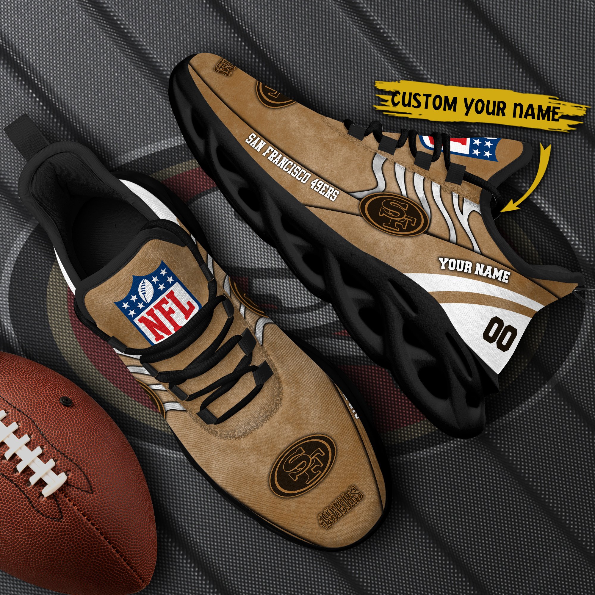 San Francisco 49Ers Black Max Soul Shoes 2025 Versions Custom Your Name And Number 264