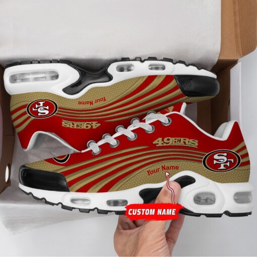San Francisco 49ers Personalized Name Team Colors Wave Lines TN Shoes Air Cushion Sneakers