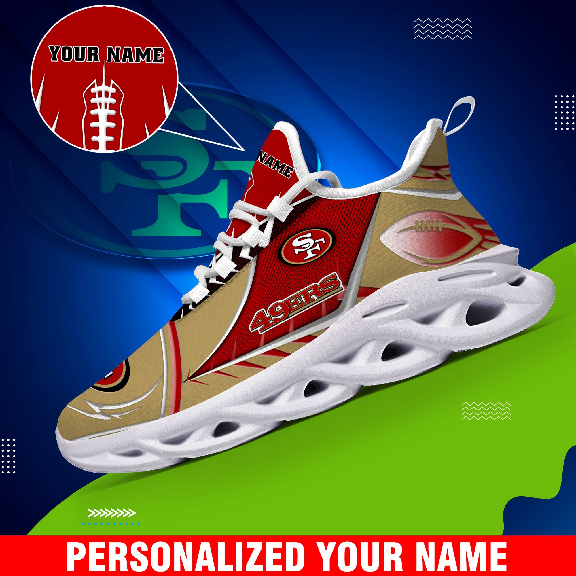 San Francisco 49Ers Sport White C Sneakers 2025 Version Personalized Your Name 528