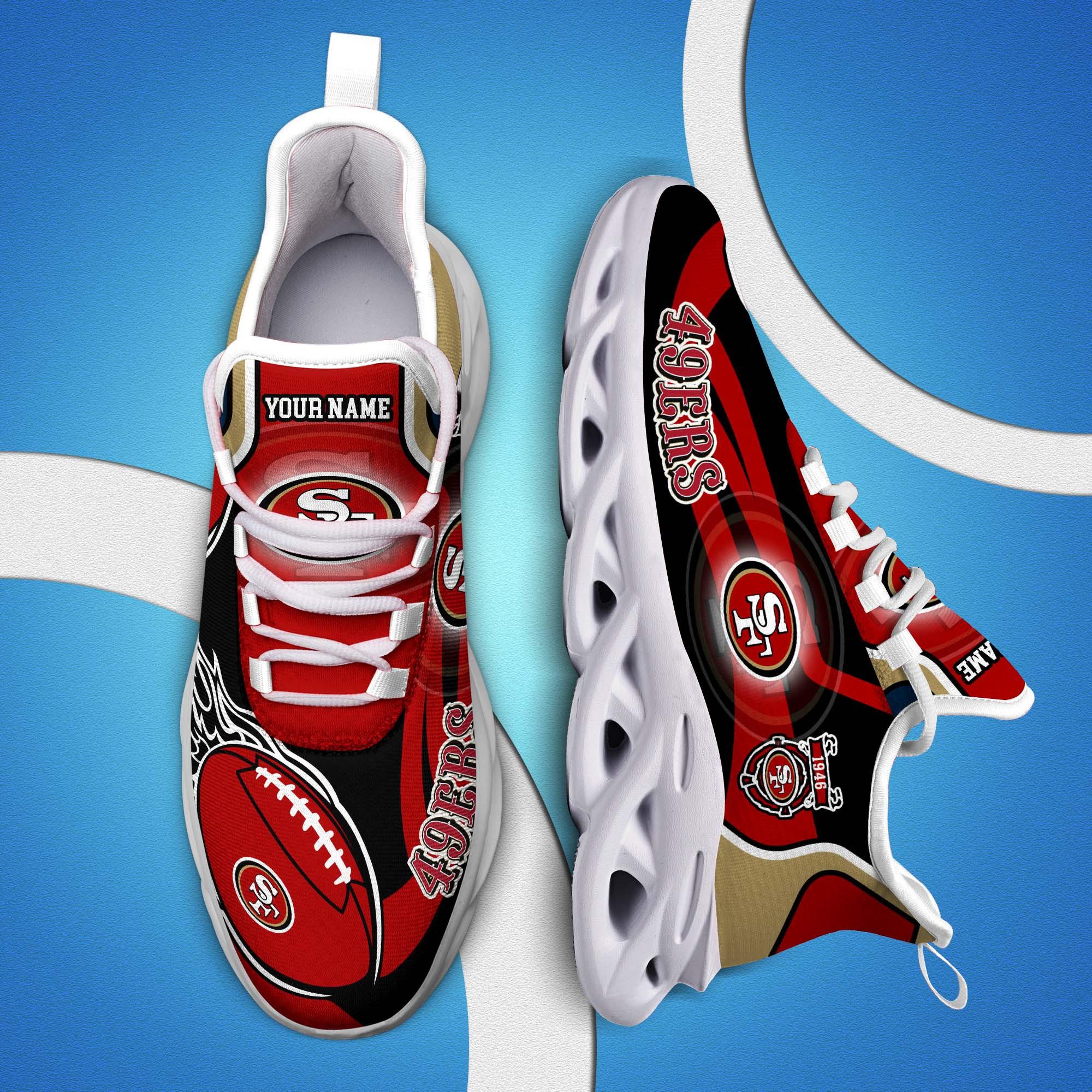 San Francisco 49Ers White C Sneakers 2025 Version Personalized Your Name 090