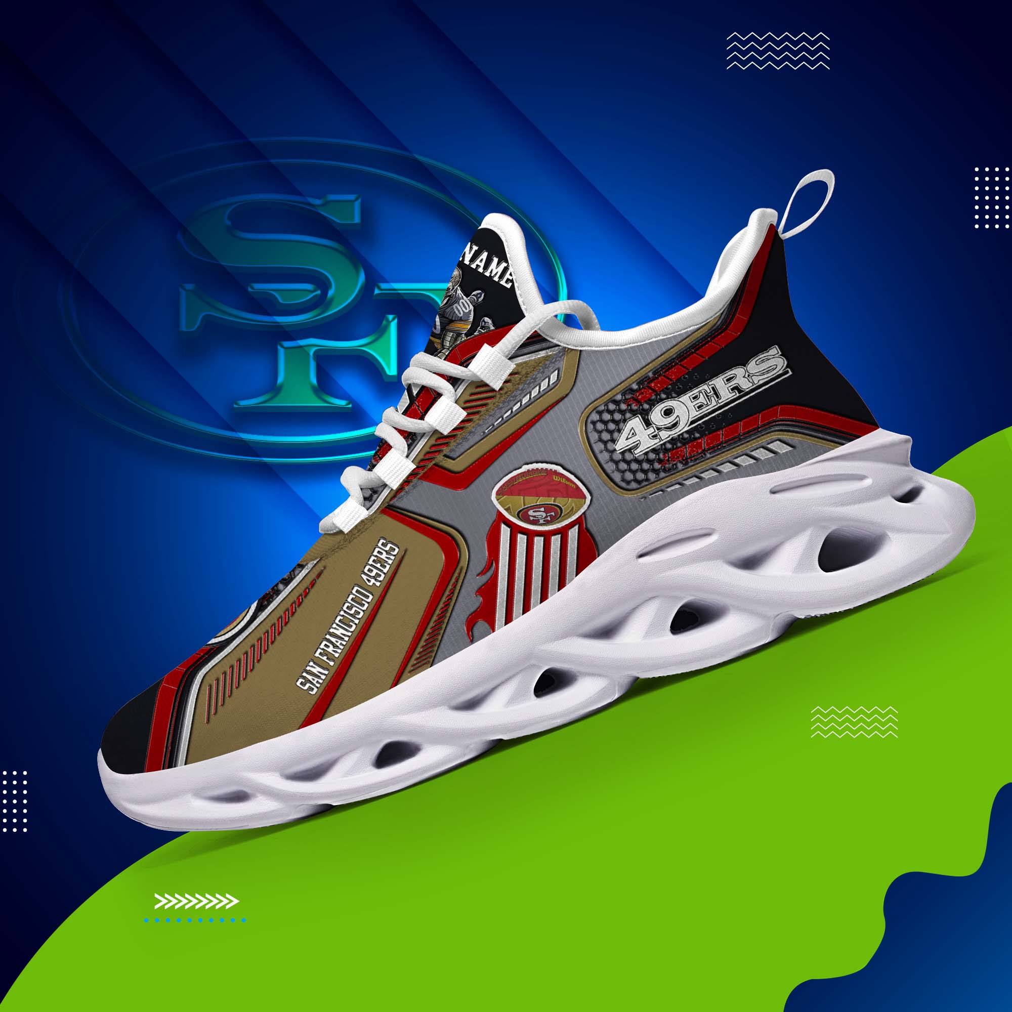 San Francisco 49Ers White C Sneakers 2025 Version Personalized Your Name, Sport Sneakers , Sport Gifts PH605