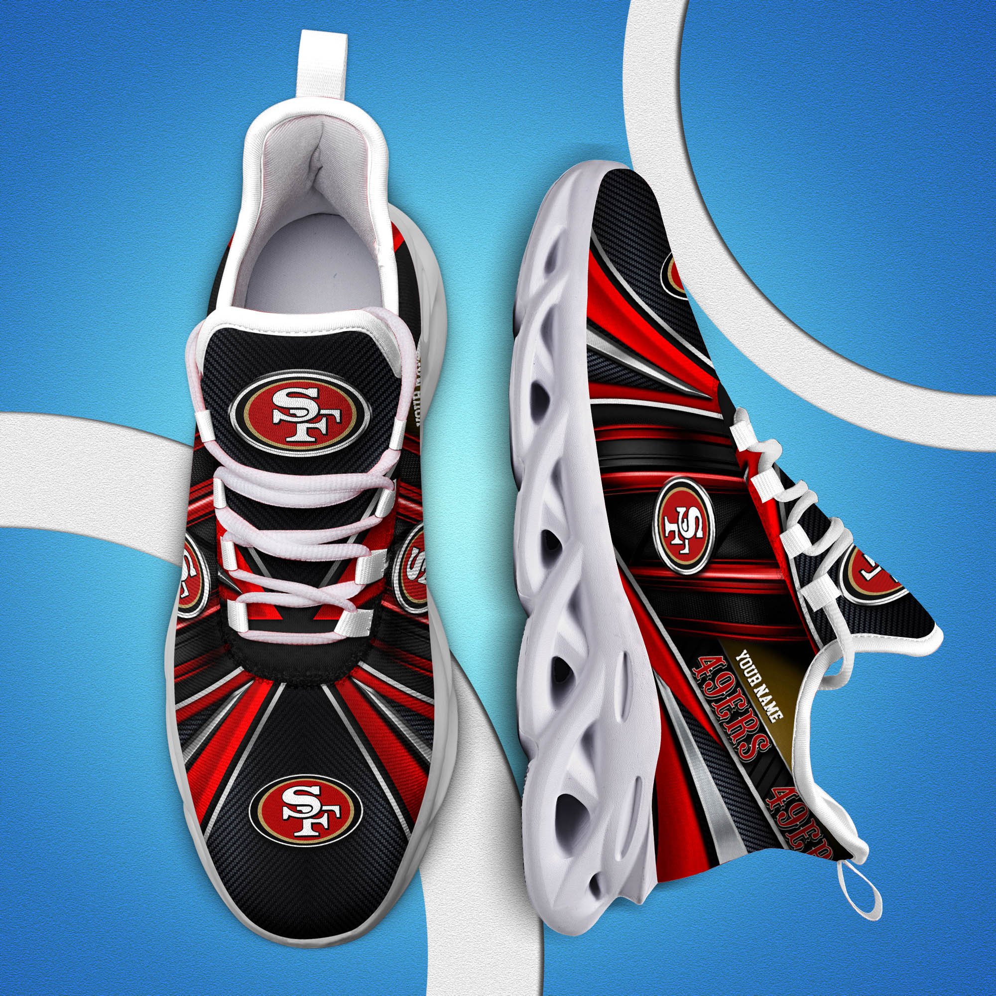 San Francisco 49Ers White C Sneakers 2025 Version Personalized Your Name, Sport Team Sneakers, Sport Gifts PH892