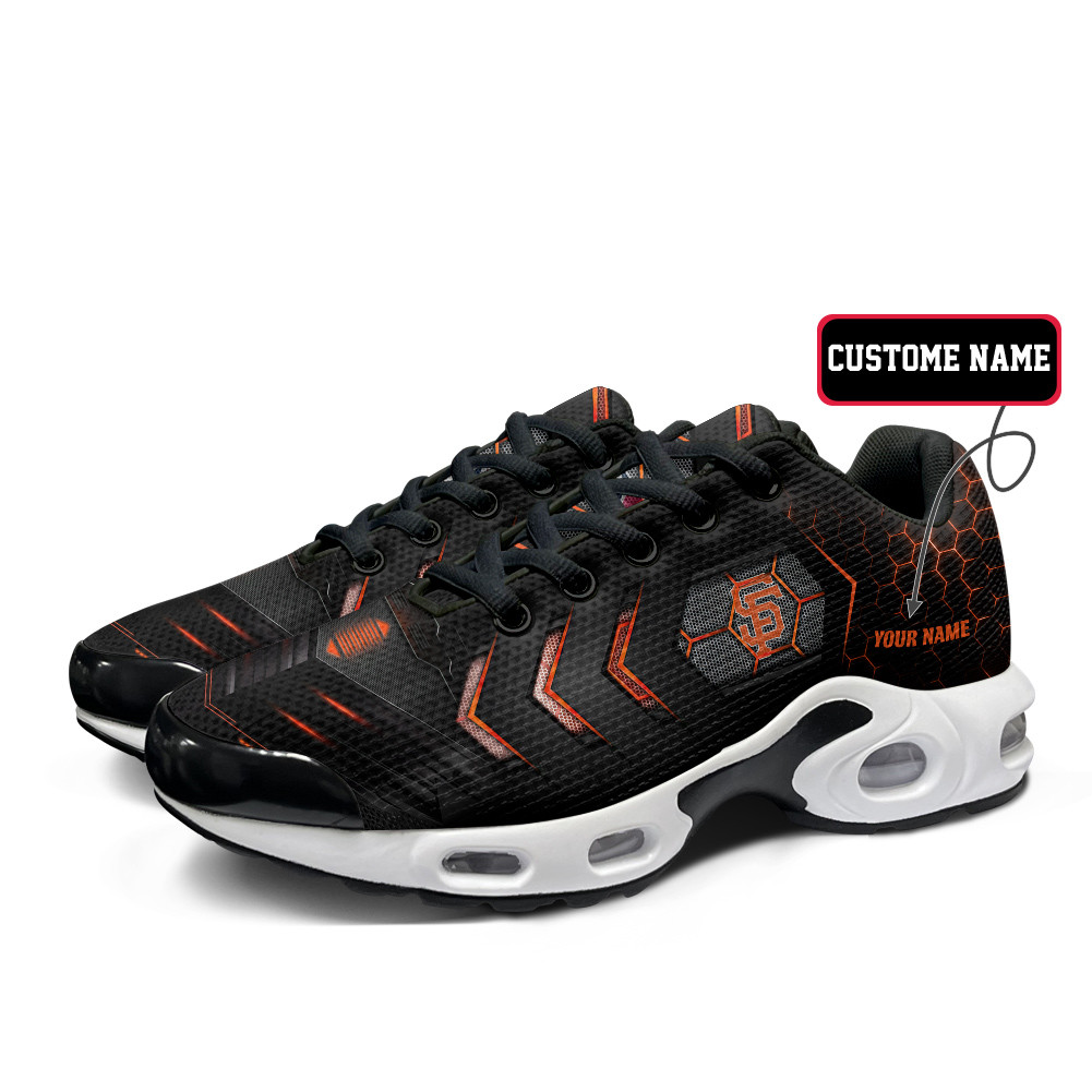 San Francisco Giants Personalized Name Team Colors Arrow Line Beehive Pattern TN Air Max Shoes Air Cushion Sneakers