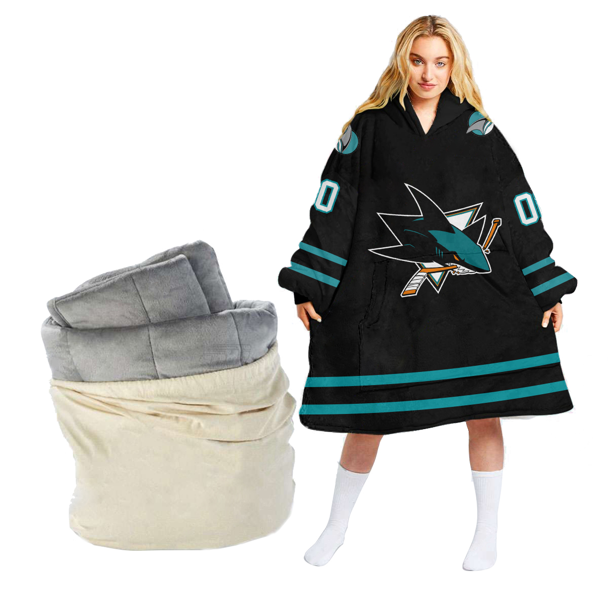 San Jose Sharks Personalized Blanket Hoodie Hoodie Snuggie Hoodies 