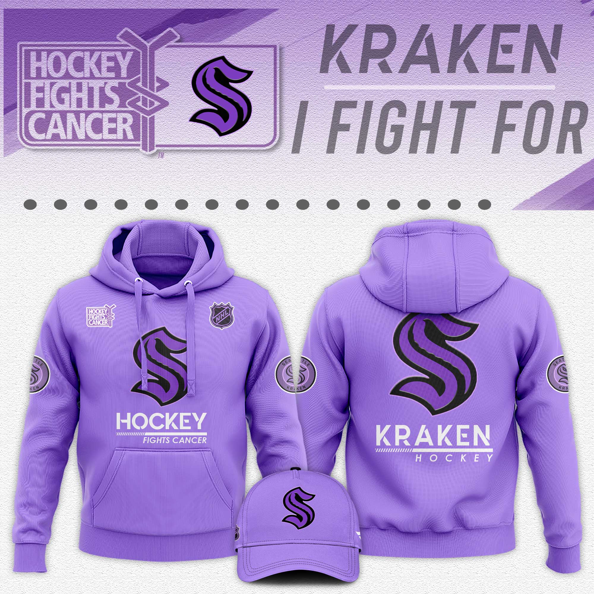 Seattle Kraken Hockey Fights Cancer Unisex Hoodie 