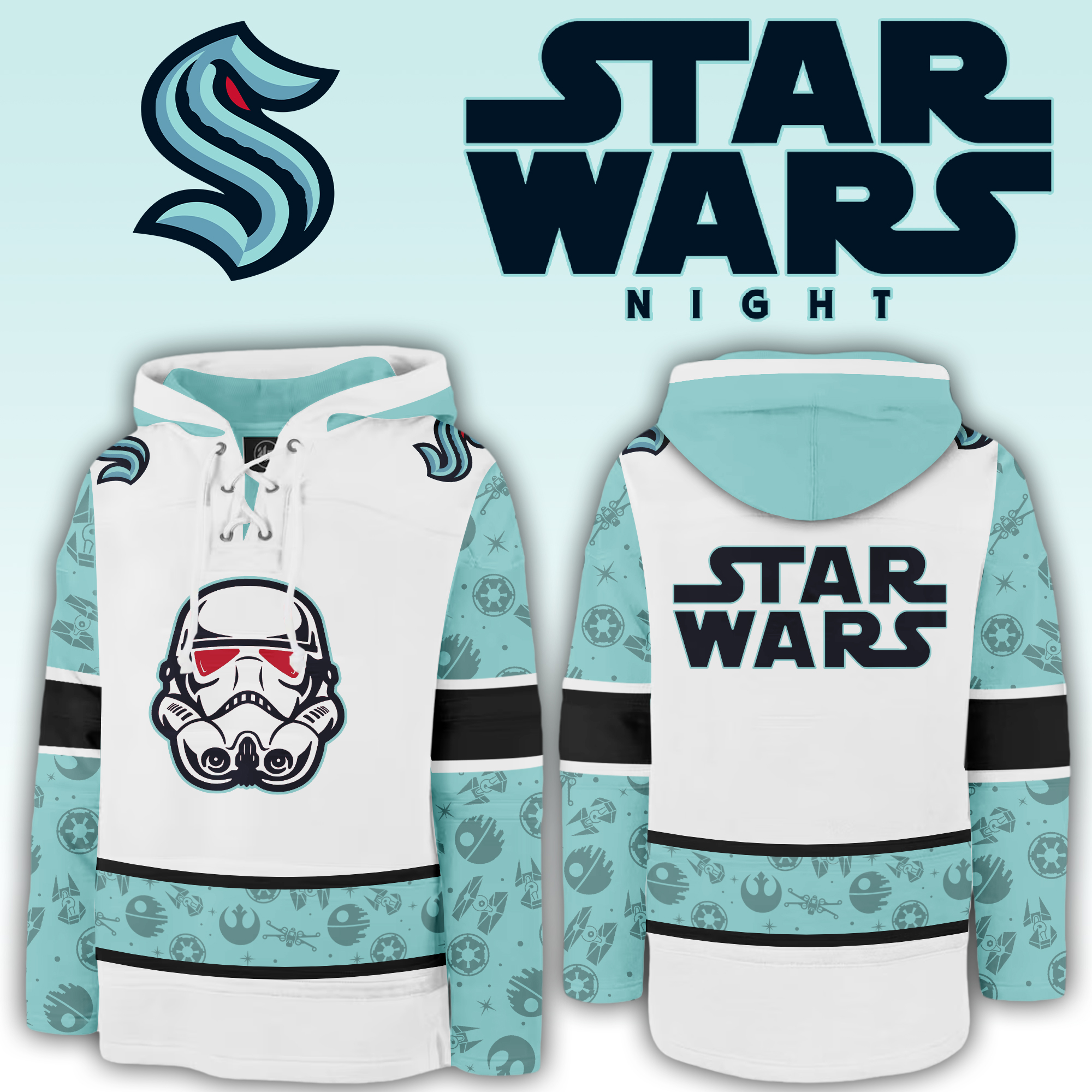 Seattle Kraken x Star Wars Night Lace Up Hoodie 