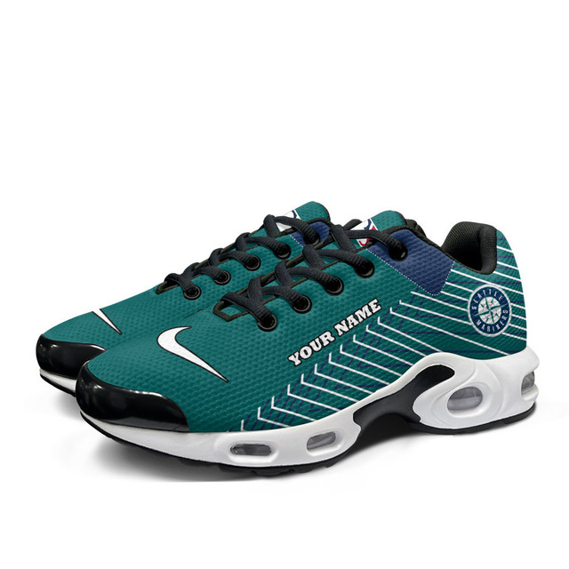 Seattle Mariners Personalized Name Team Colors Jagged Lines TN Air Max Shoes Air Cushion Sneakers