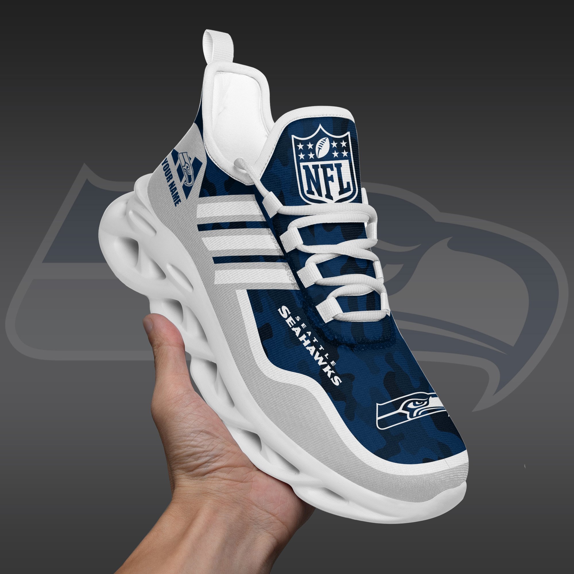 Seattle Seahawks Black Max Soul Shoes 2025 Versions Custom Name 430