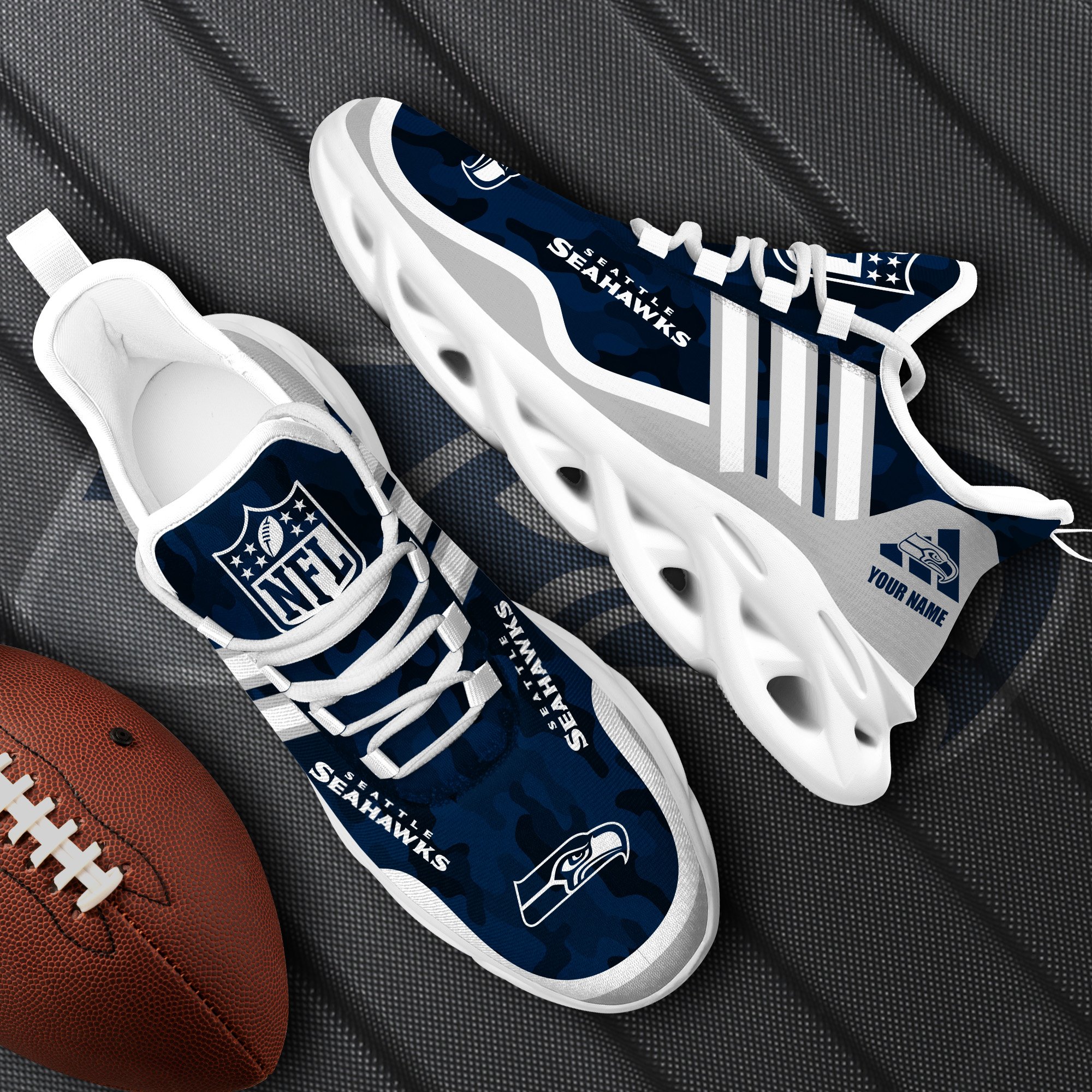 Seattle Seahawks Black Max Soul Shoes 2025 Versions Custom Name 430