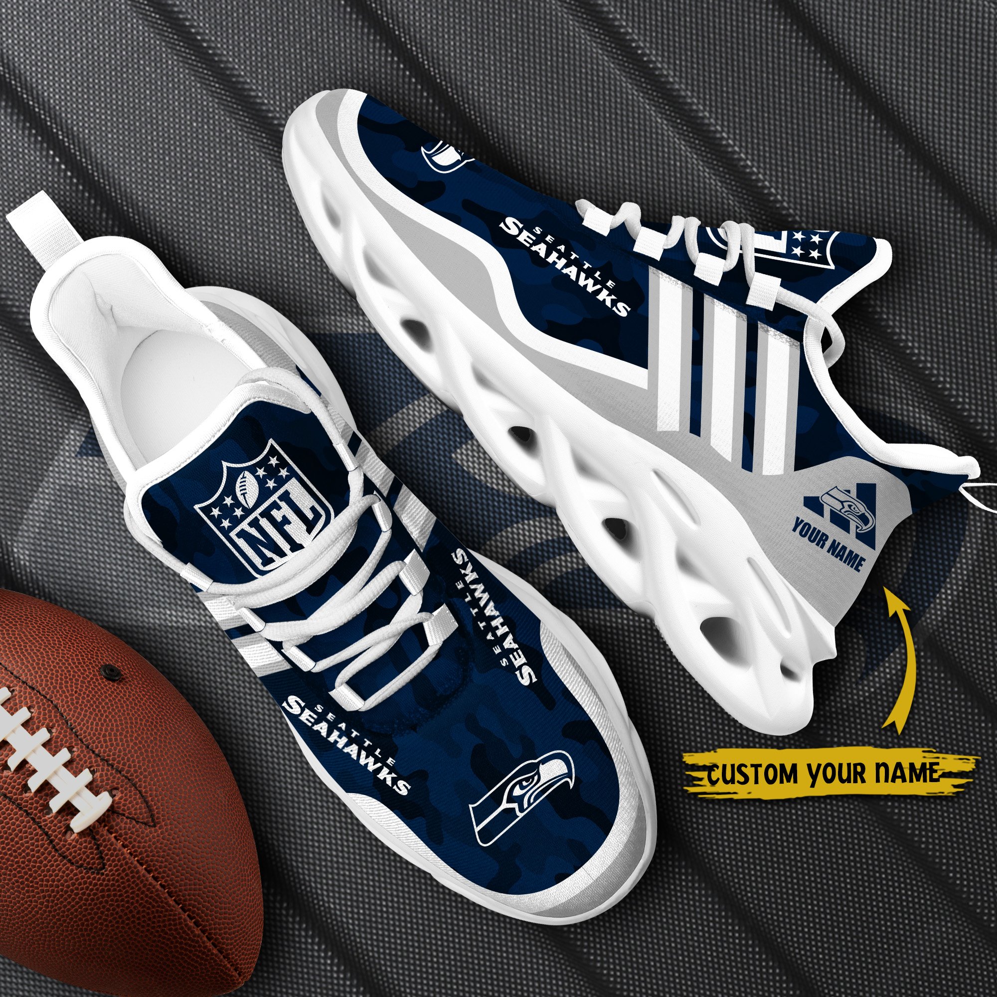 Seattle Seahawks Black Max Soul Shoes 2025 Versions Custom Name 430