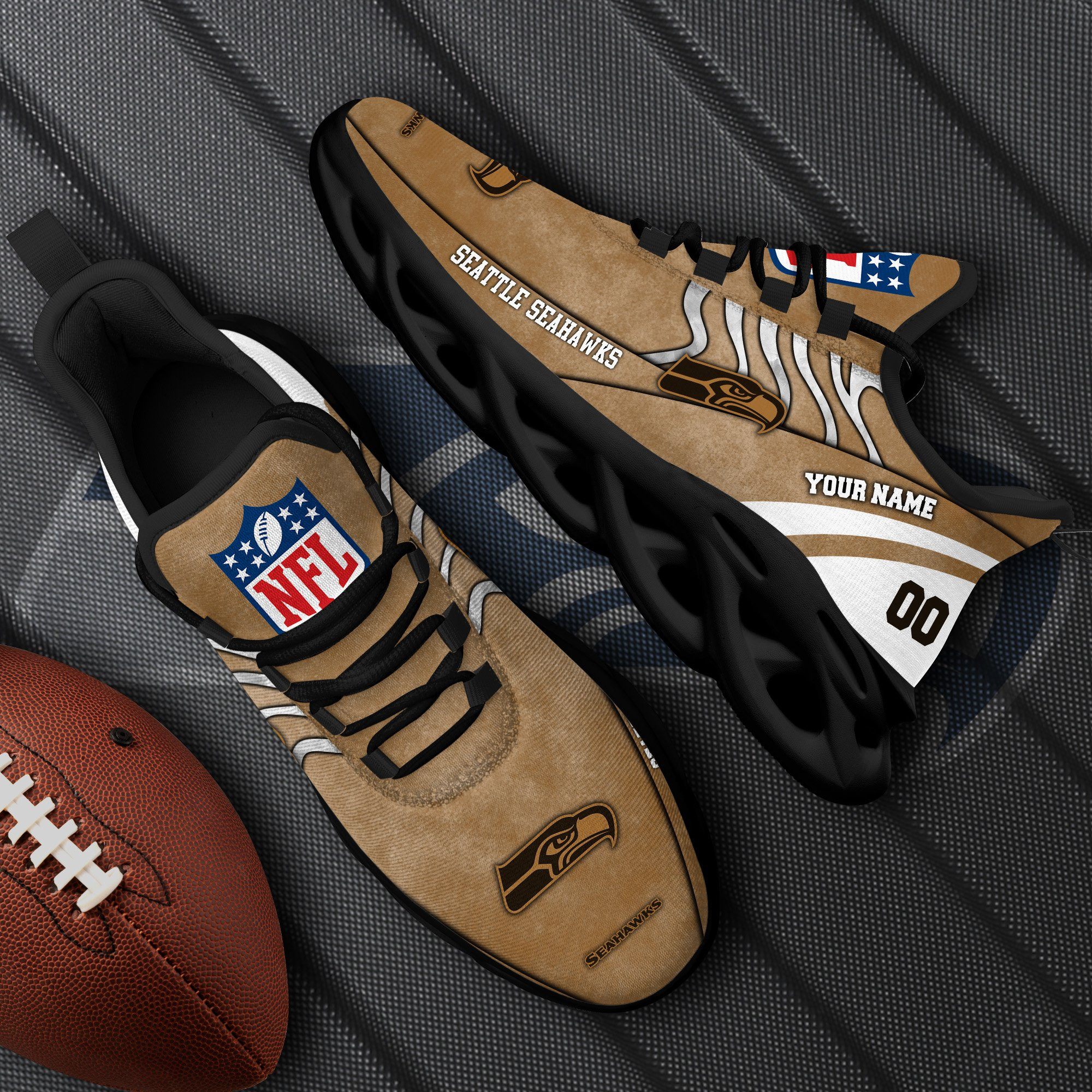 Seattle Seahawks Black Max Soul Shoes 2025 Versions Custom Your Name And Number 264