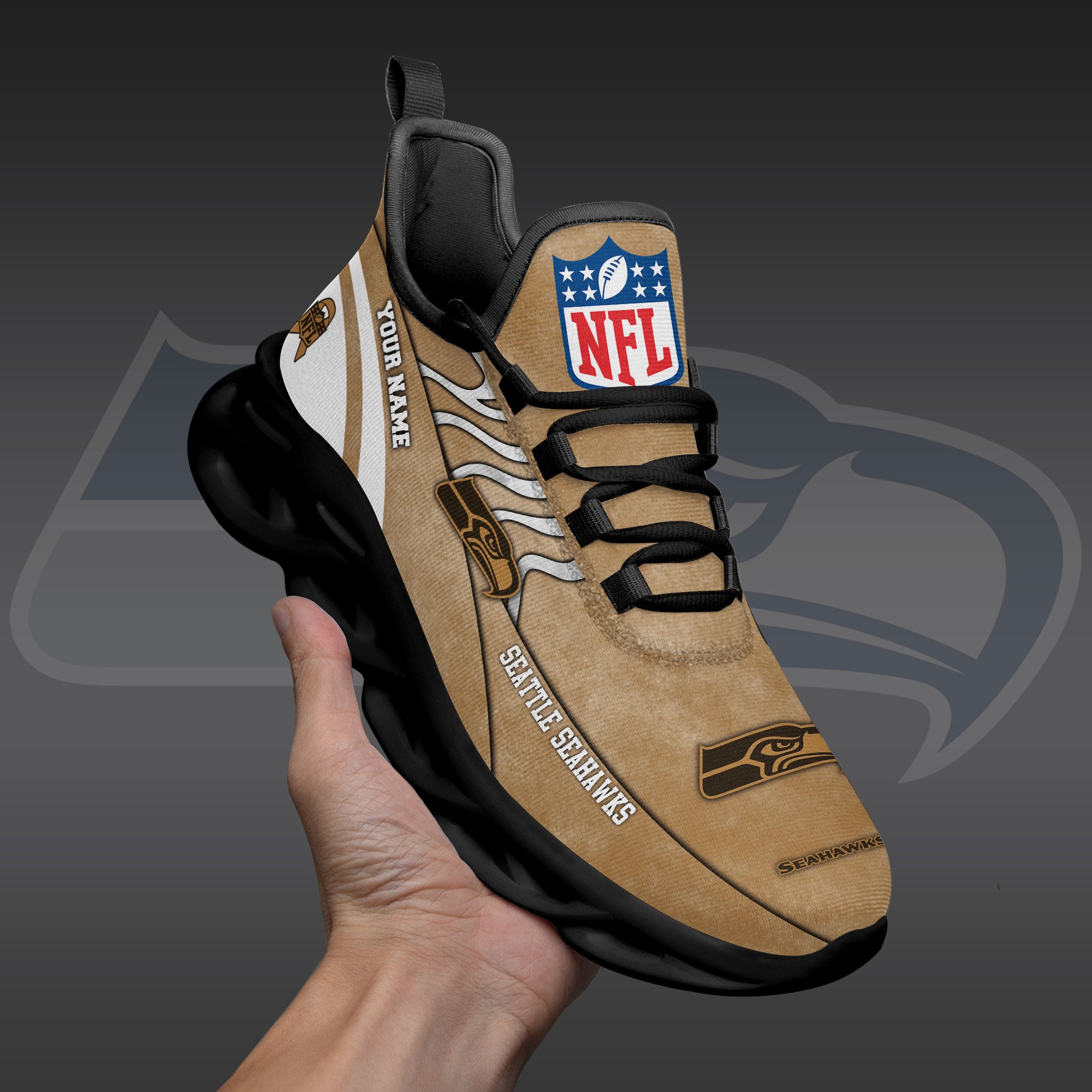Seattle Seahawks Black Max Soul Shoes 2025 Versions Custom Your Name And Number 264