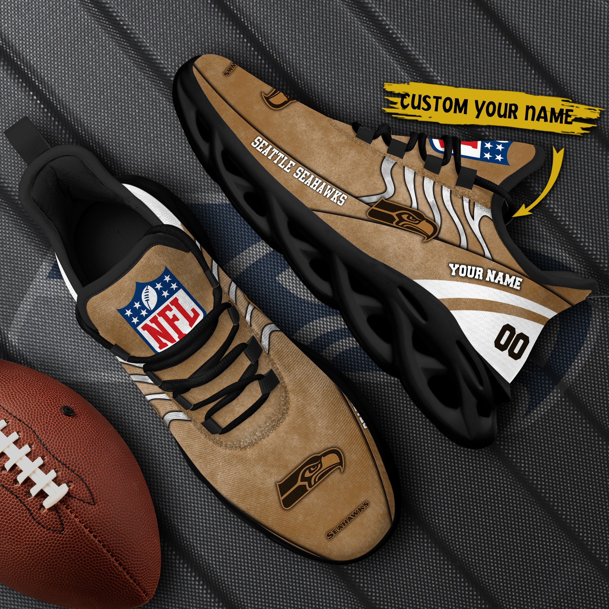 Seattle Seahawks Black Max Soul Shoes 2025 Versions Custom Your Name And Number 264