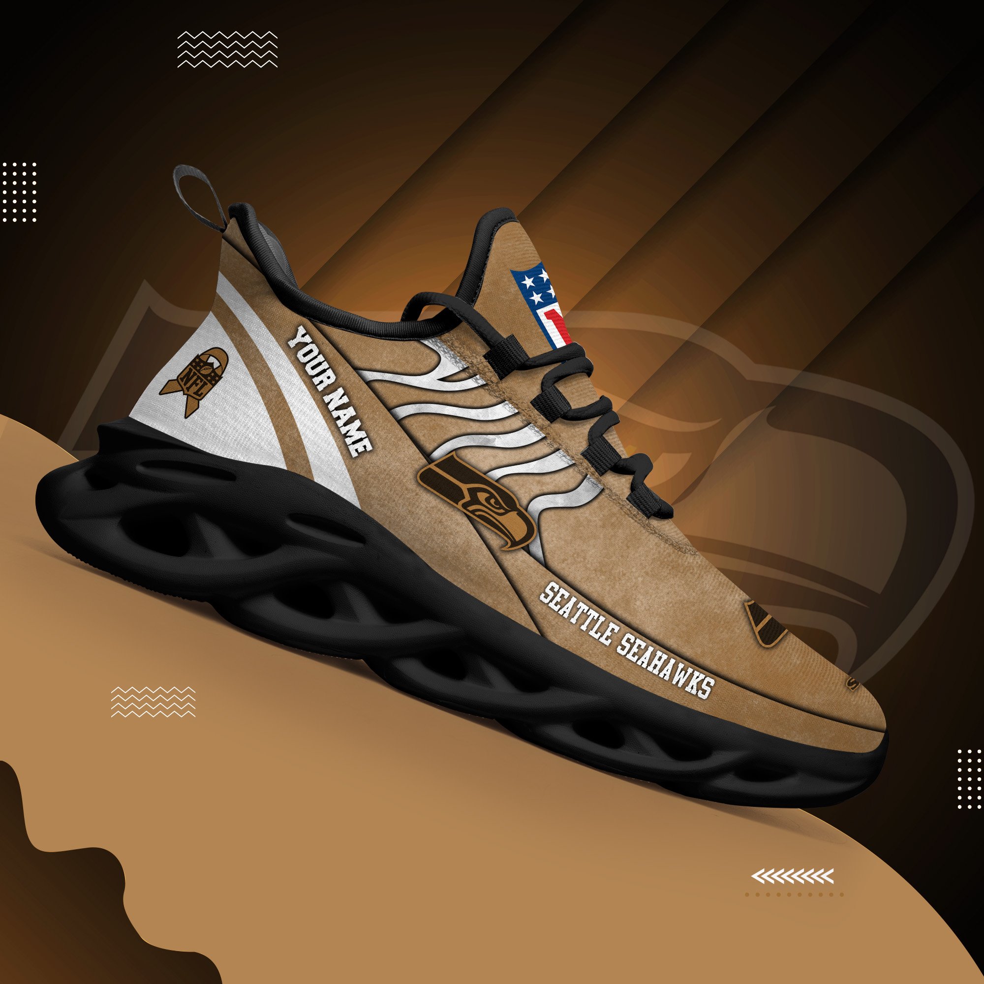 Seattle Seahawks Black Max Soul Shoes 2025 Versions Custom Your Name And Number 264