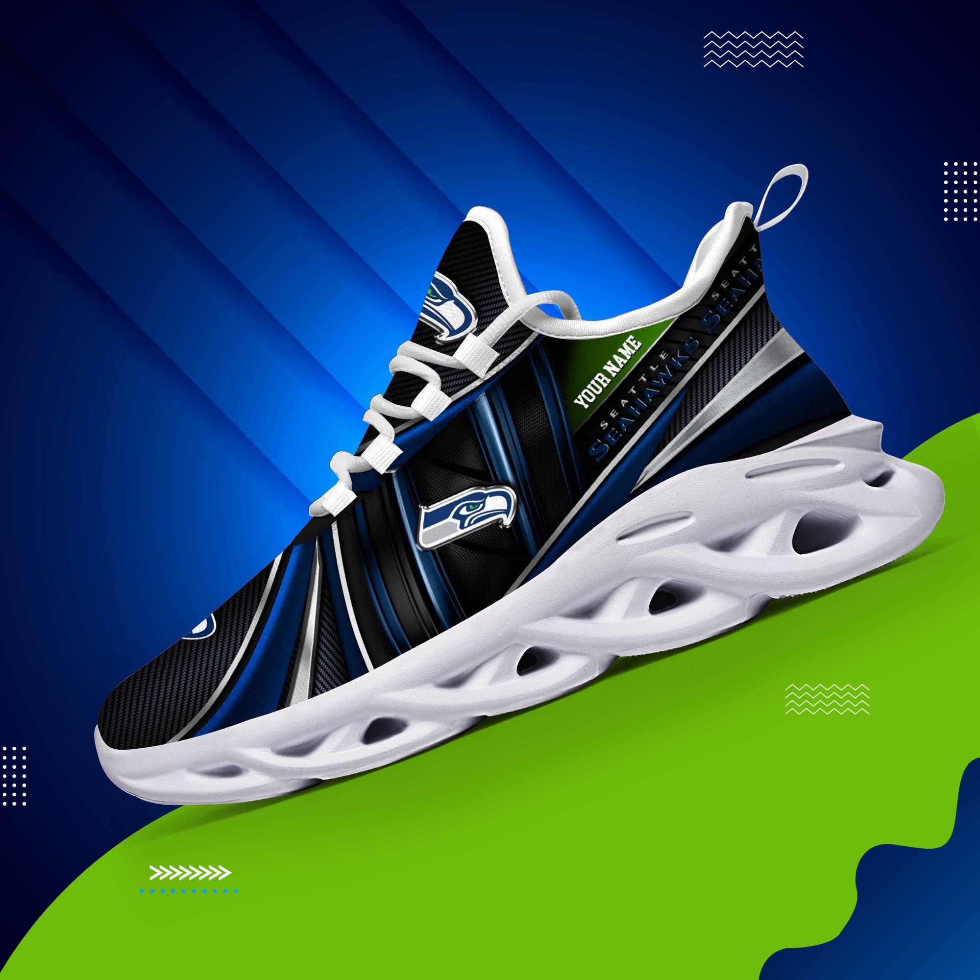 Seattle Seahawks White C Sneakers 2025 Version Personalized Your Name, Sport Team Sneakers, Sport Gifts PH892