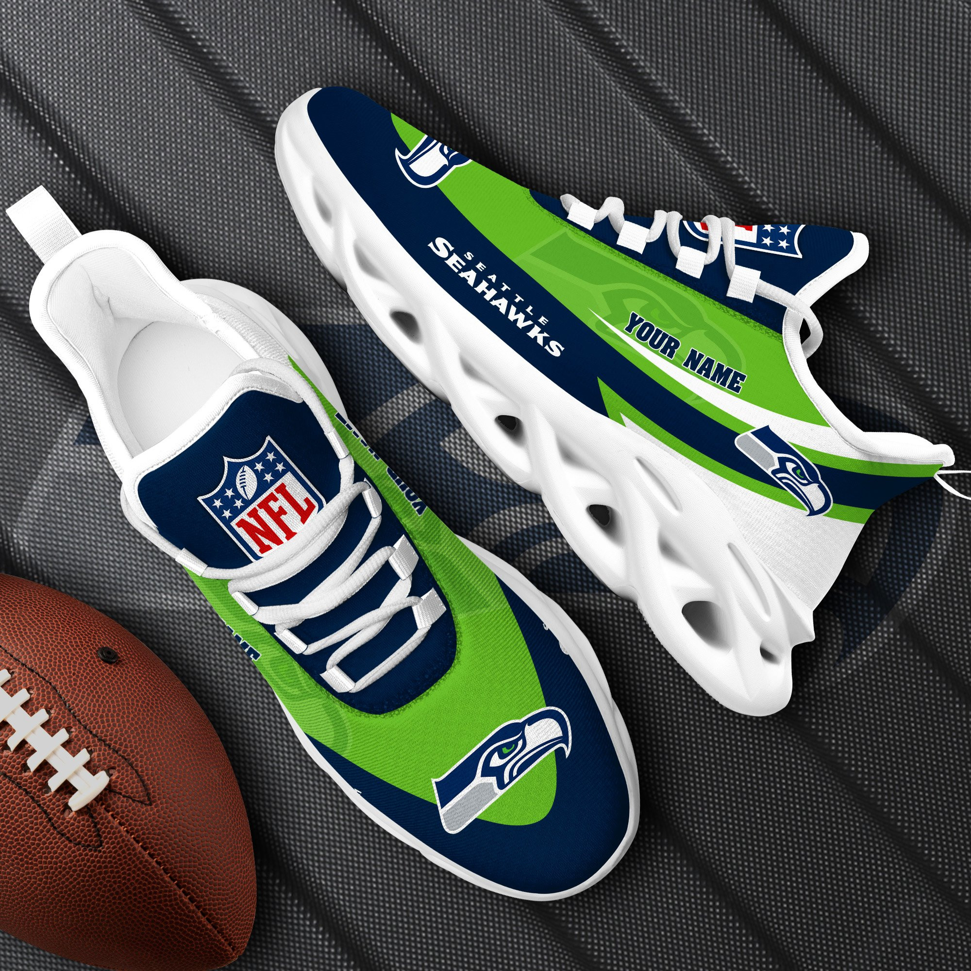 Seattle Seahawks White Max Soul Shoes 2025 Versions Custom Your Name, Sports Gift For Fan, Sport Gifts PH410