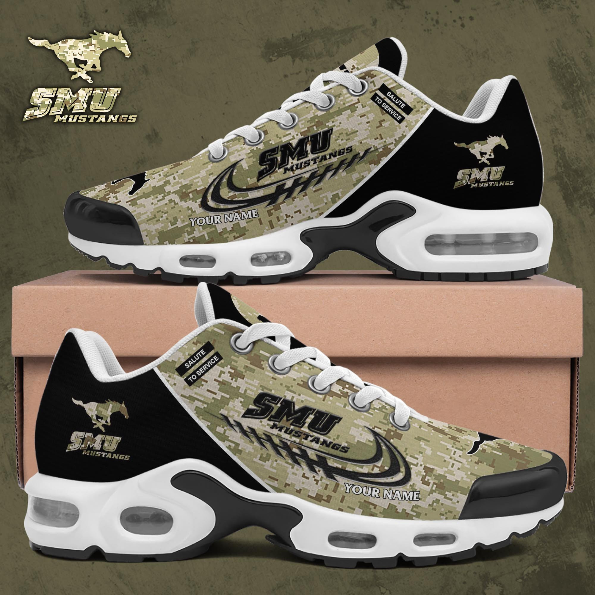 SMU Mustangs TN Shoes 2025 Version Custom Name, Camouflage Shoes, Gifts For Football Lovers PH636