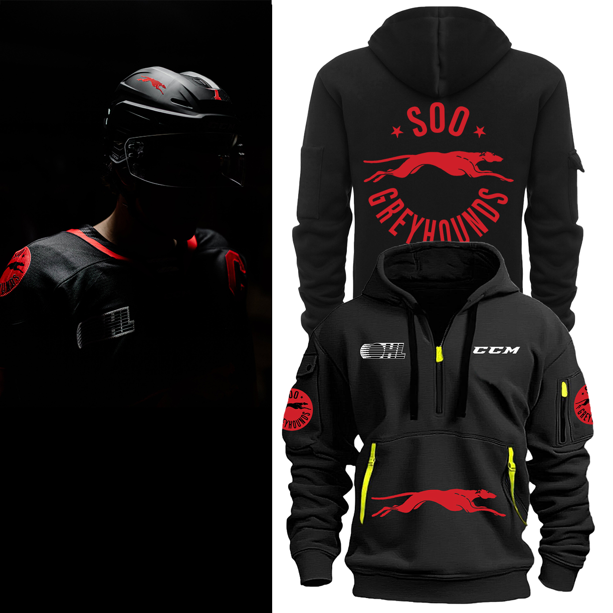 Soo Greyhounds Back In Black Hoodie 
