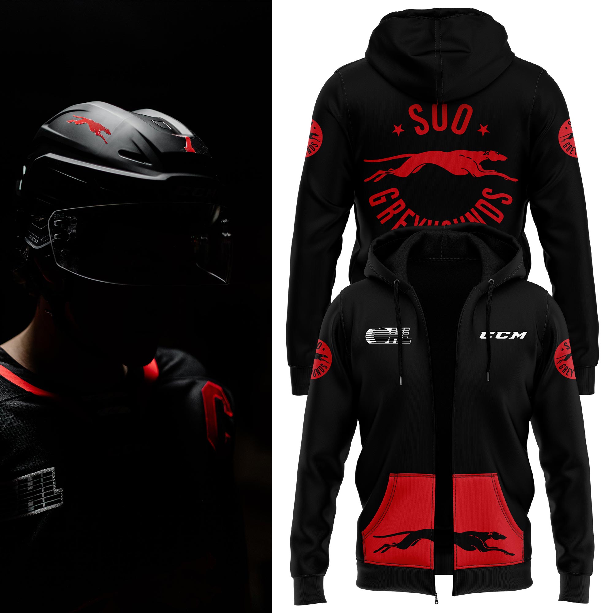 Soo Greyhounds Back In Black Zip Hoodie 