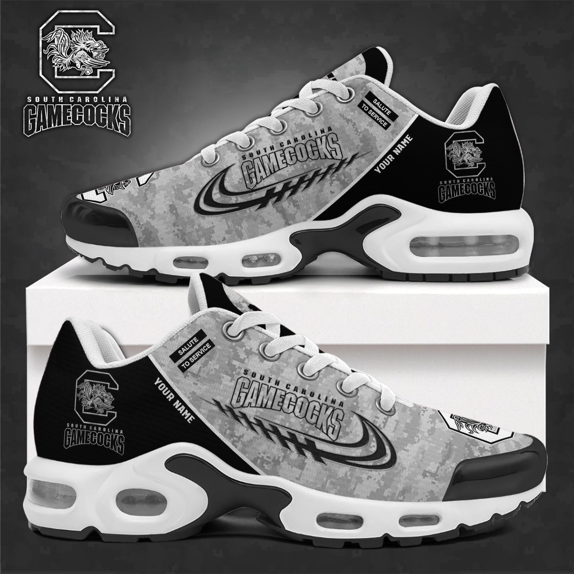 South Carolina Gamecocks TN Shoes 2025 Version Custom Name, Camouflage Shoes PH585