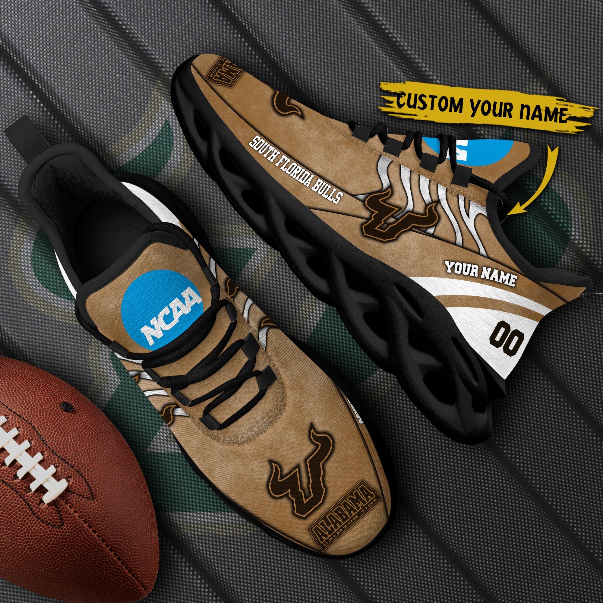 South Florida Bulls Black Max Soul Shoes 2025 Versions Custom Your Name And Number 312