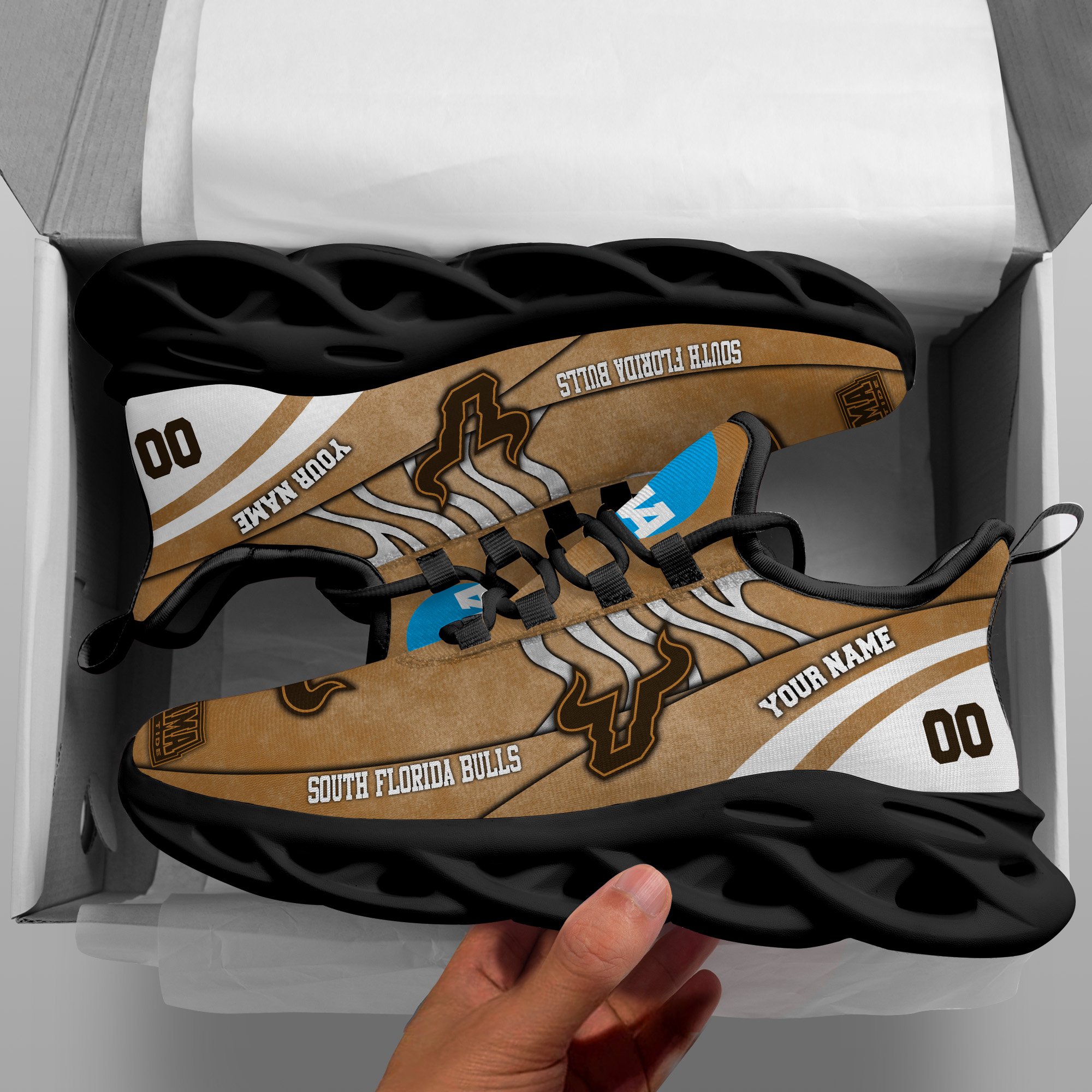 South Florida Bulls Black Max Soul Shoes 2025 Versions Custom Your Name And Number 312
