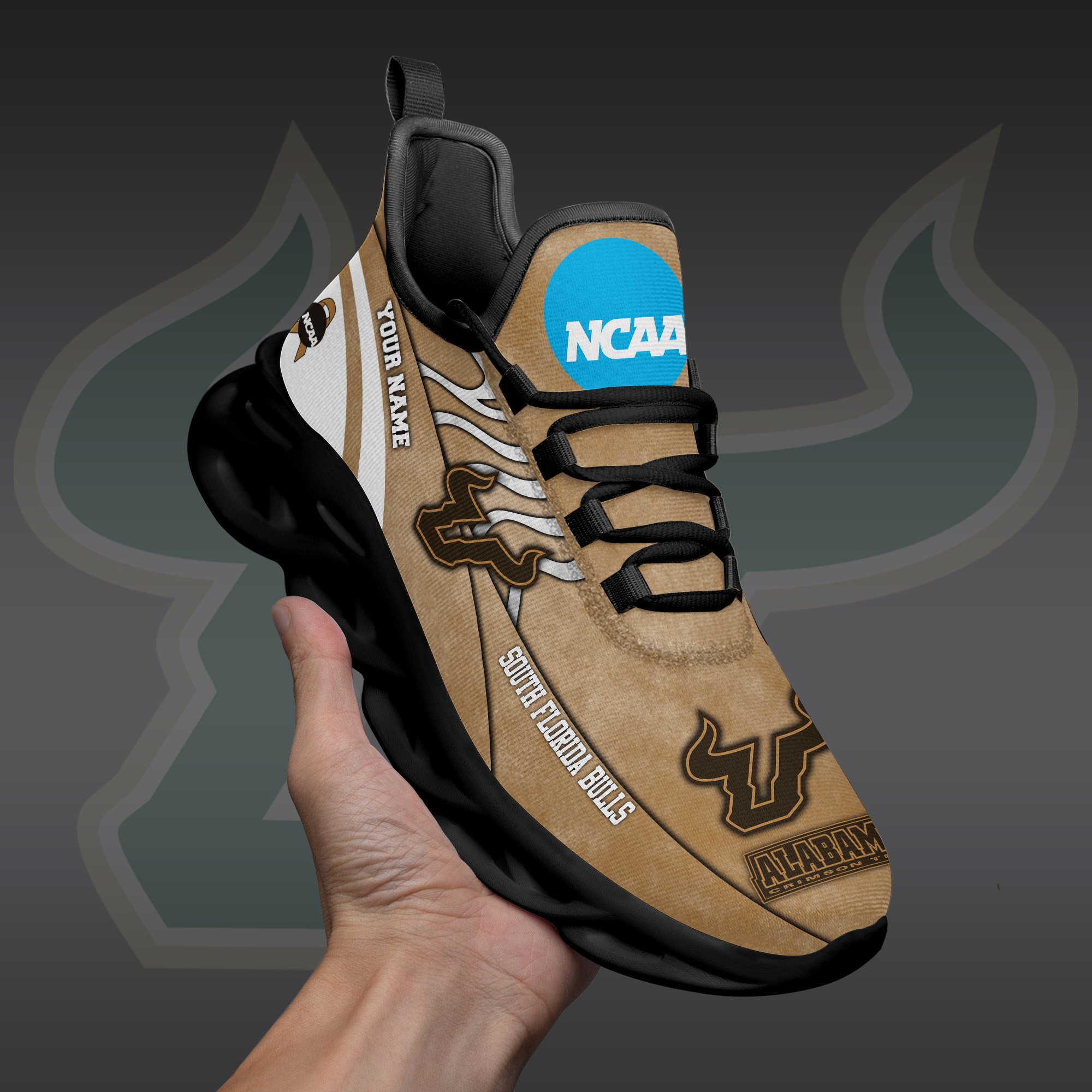 South Florida Bulls Black Max Soul Shoes 2025 Versions Custom Your Name And Number 312