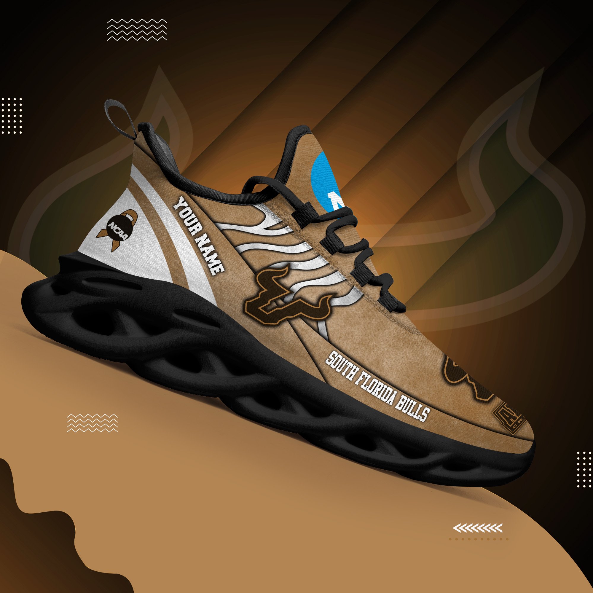 South Florida Bulls Black Max Soul Shoes 2025 Versions Custom Your Name And Number 312