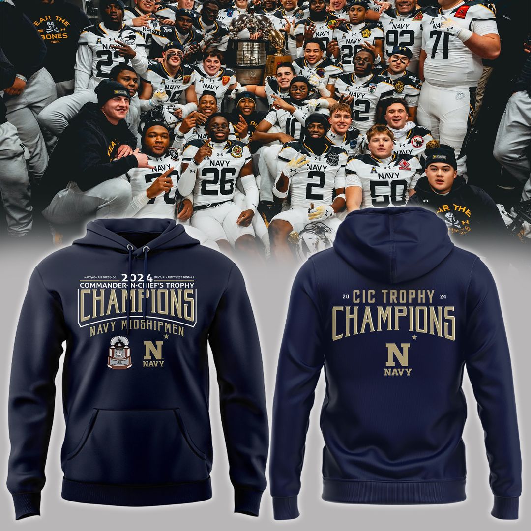 Special 2024 Commander-In-Chief's Trophy Champions Navy Football Hoodie 