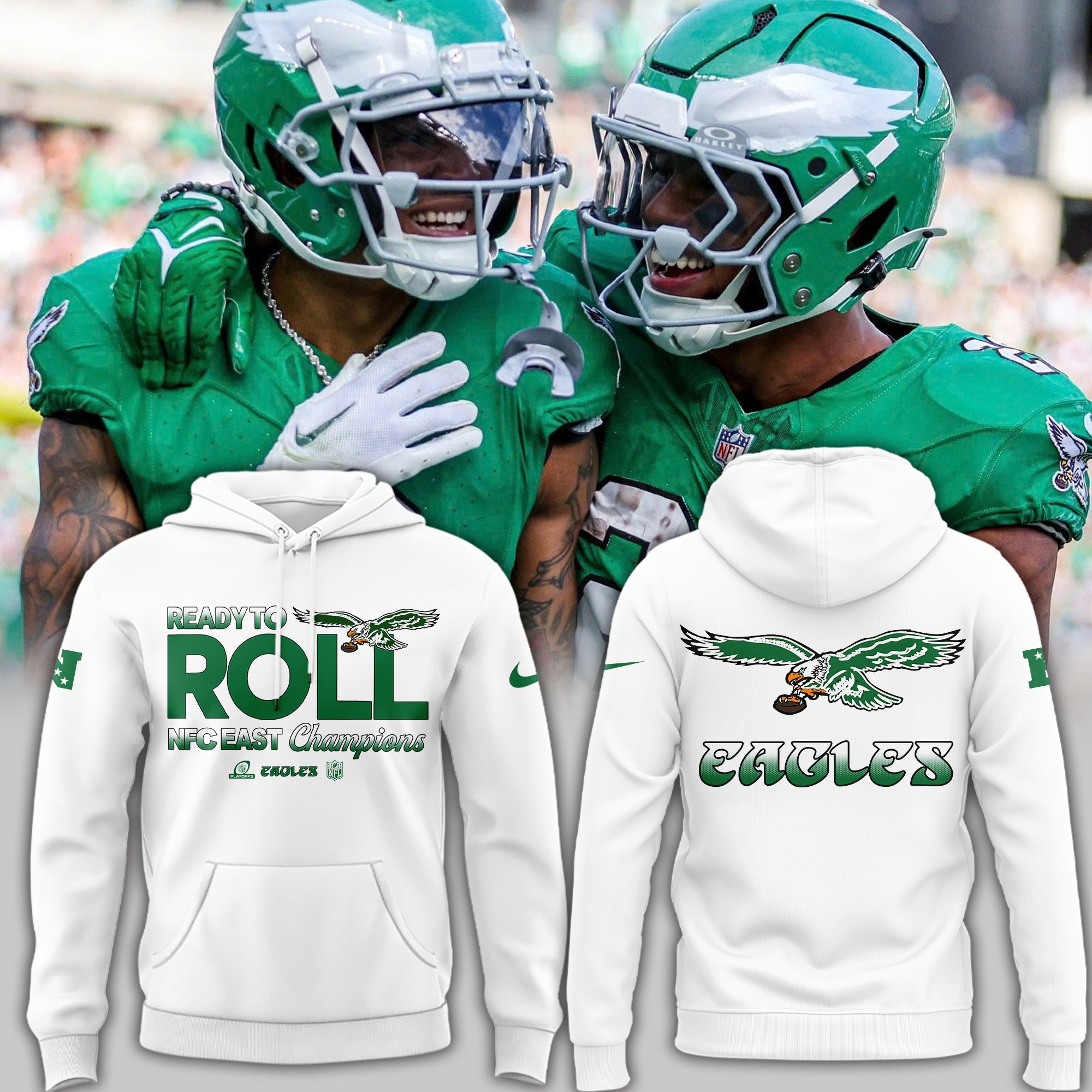 Special Edition Kelly Green Philadelphia Eagles 2024 NFC East Division Champions Hoodie 