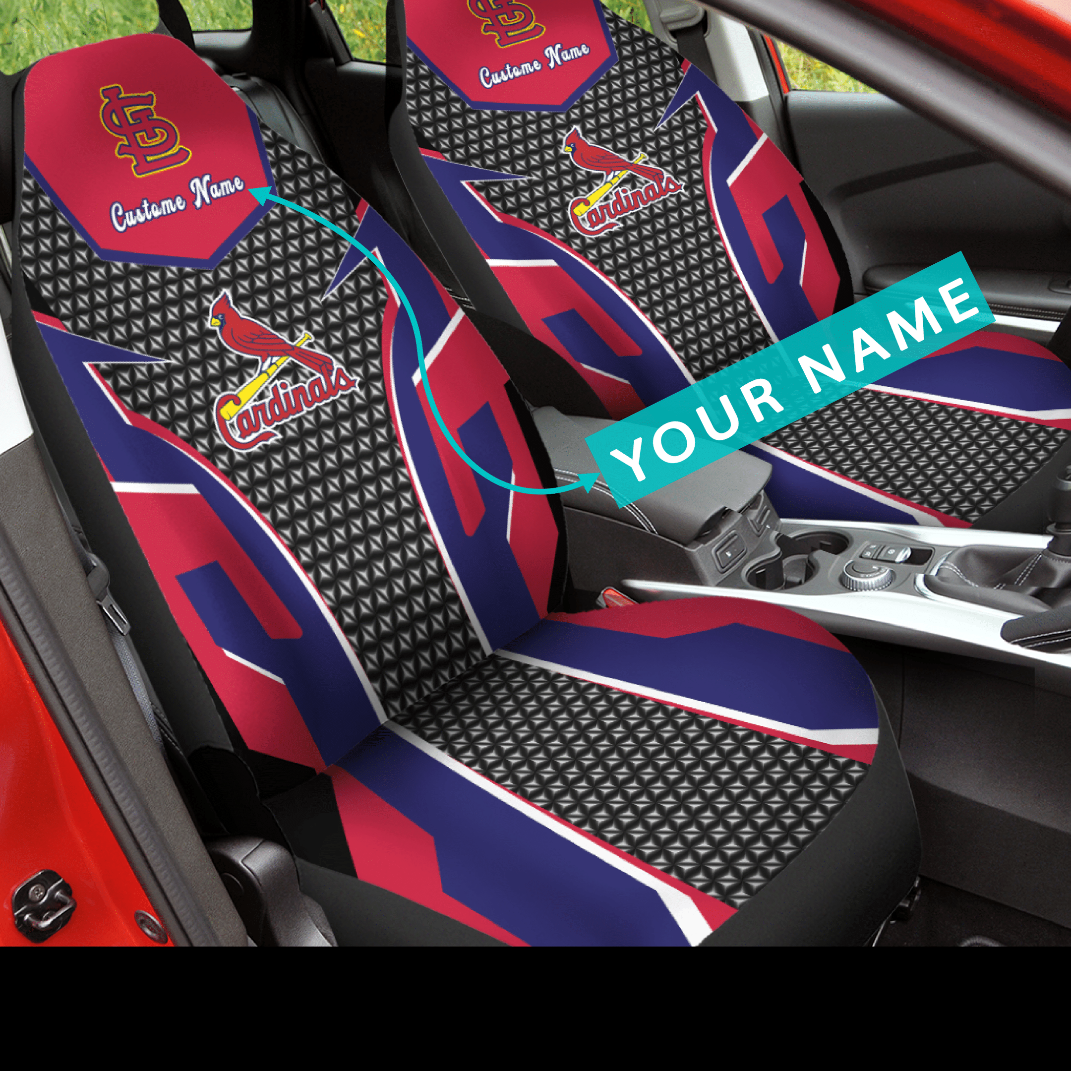 St. Louis Cardinals 2022 Custom Name Car Seat Covers (SET OF 2) - v1