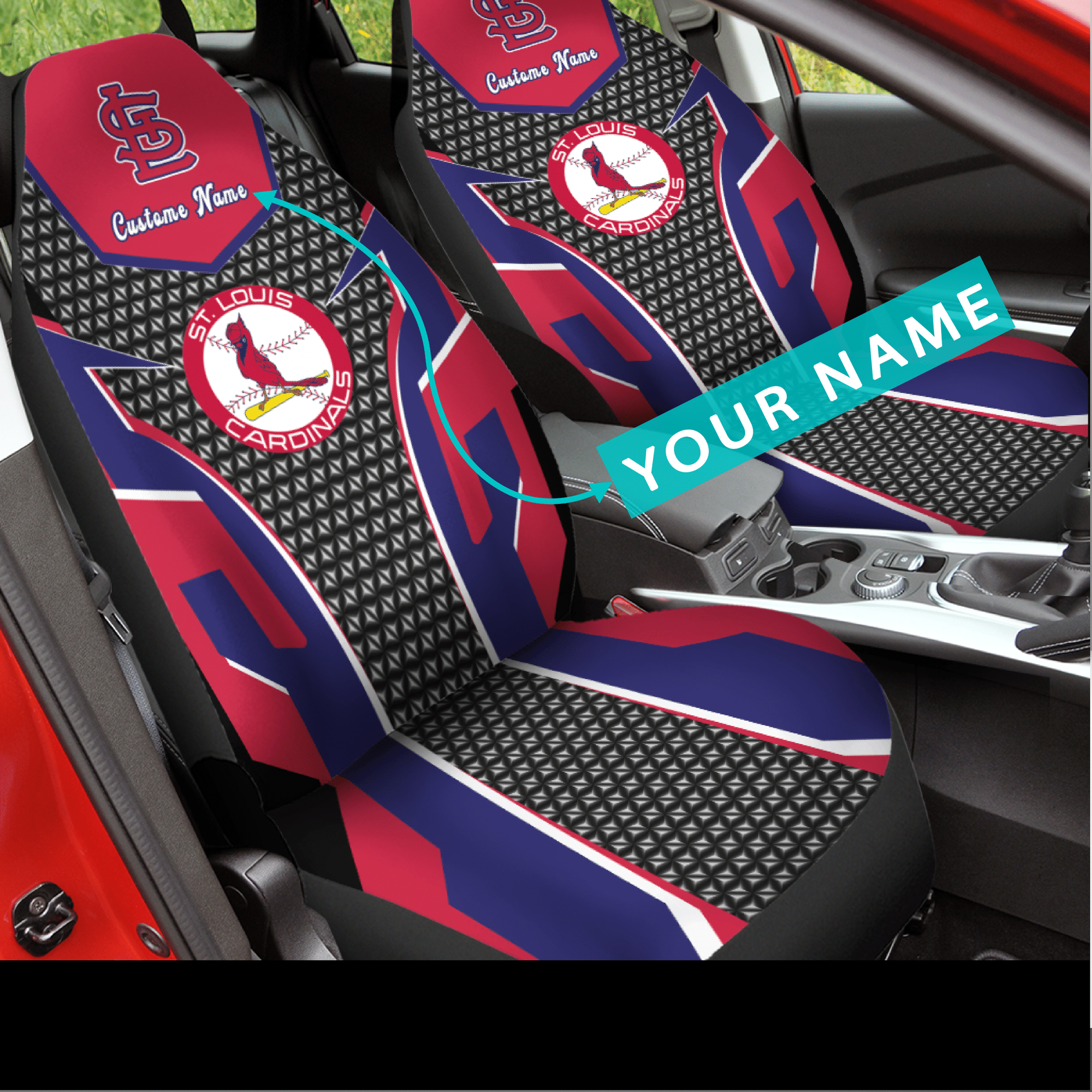 St. Louis Cardinals 2022 Custom Name Car Seat Covers (SET OF 2) - v1.1