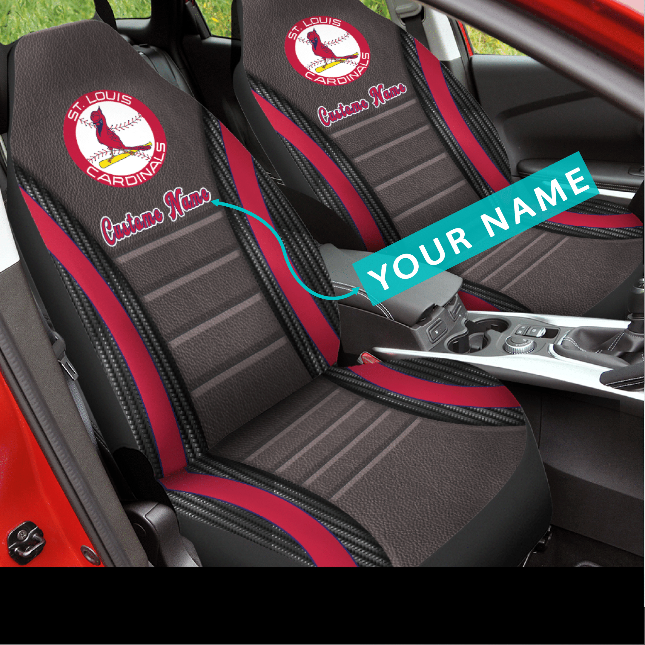 St. Louis Cardinals 2022 Custom Name Car Seat Covers (SET OF 2) - v2.1