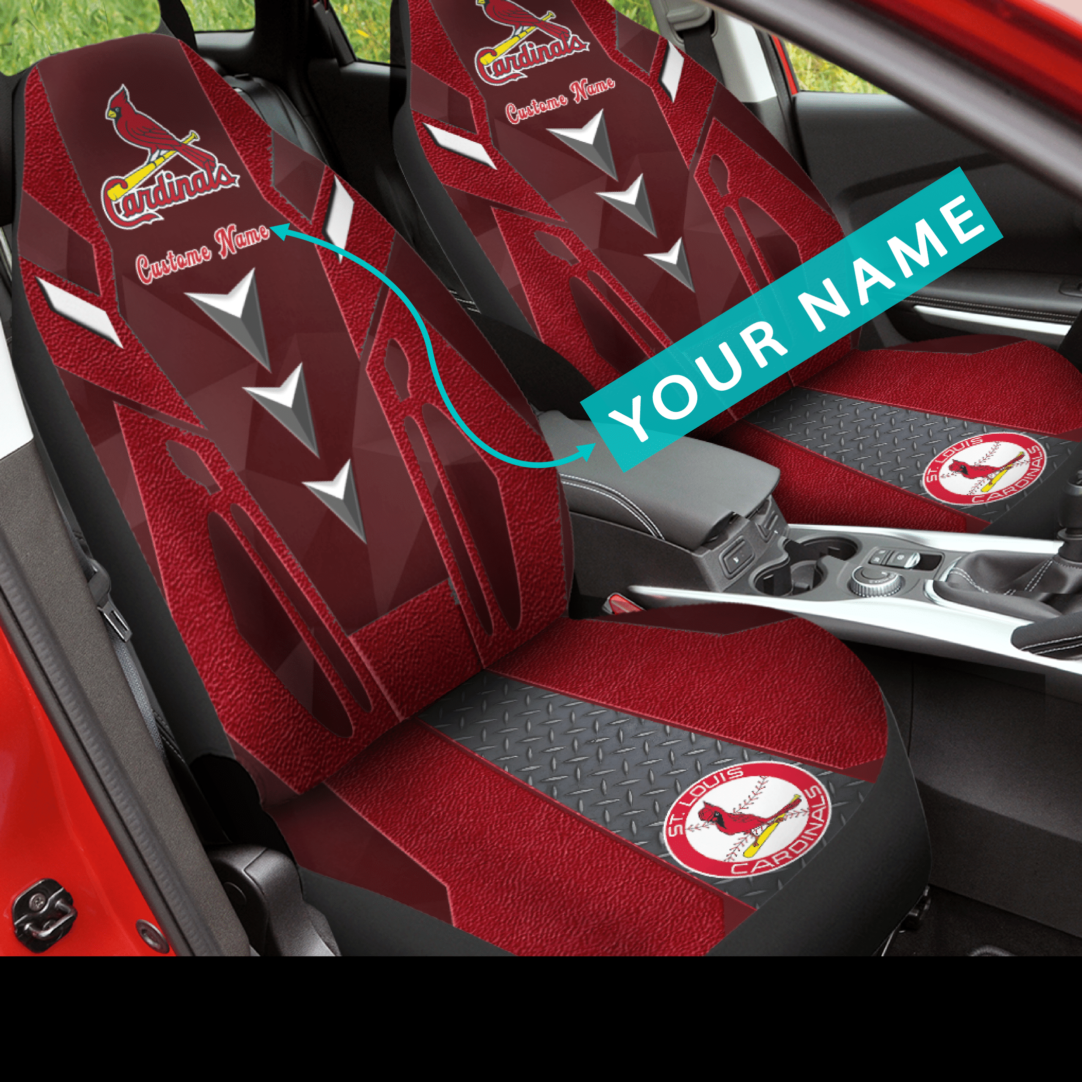 St. Louis Cardinals 2022 Custom Name Car Seat Covers (SET OF 2) - v6.1