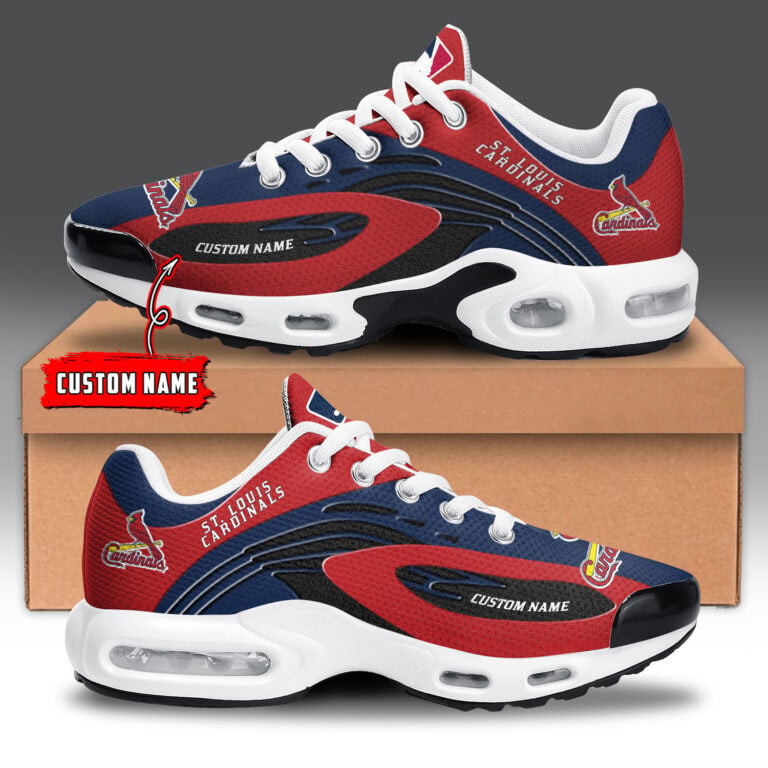 St Louis Cardinals Personalized Name Team Logo Mix Colors Wave Line TN Air Max Shoes Air Cushion Sneakers