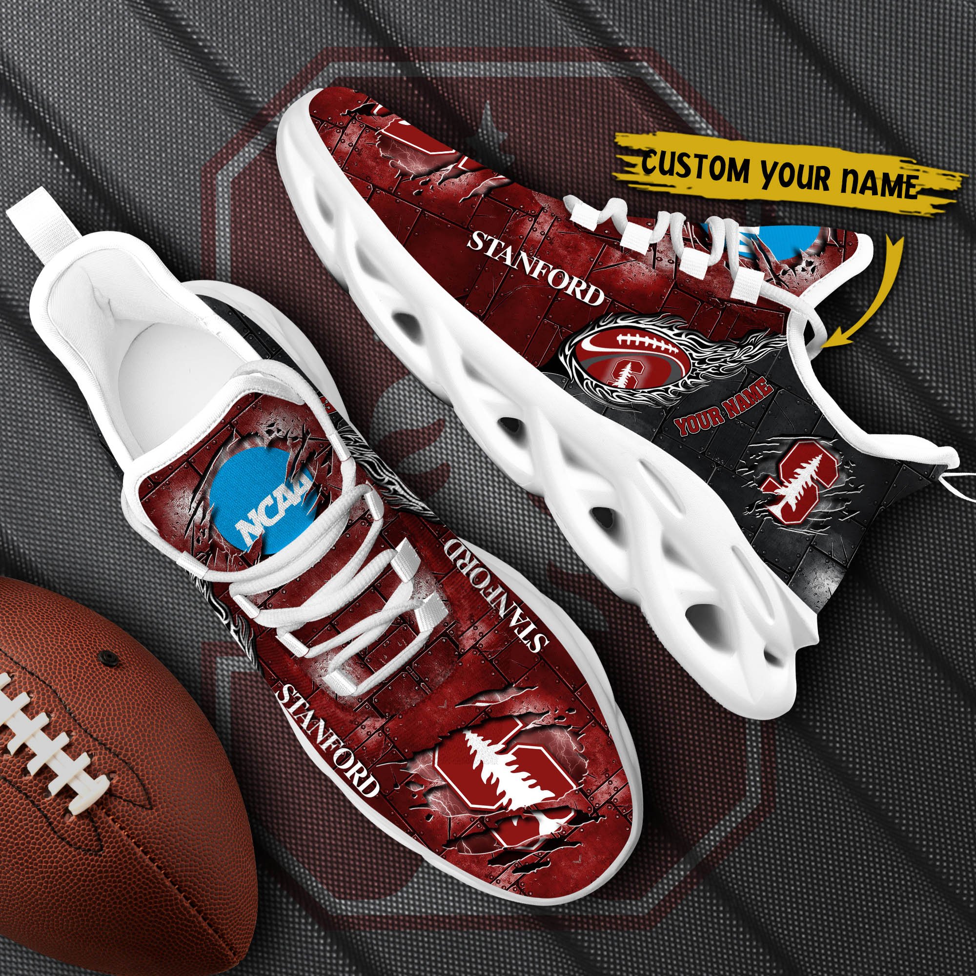 Stanford Cardinal Black Max Soul Shoes 2025 Versions, White Max Soul Shoes Custom Your Name PH879