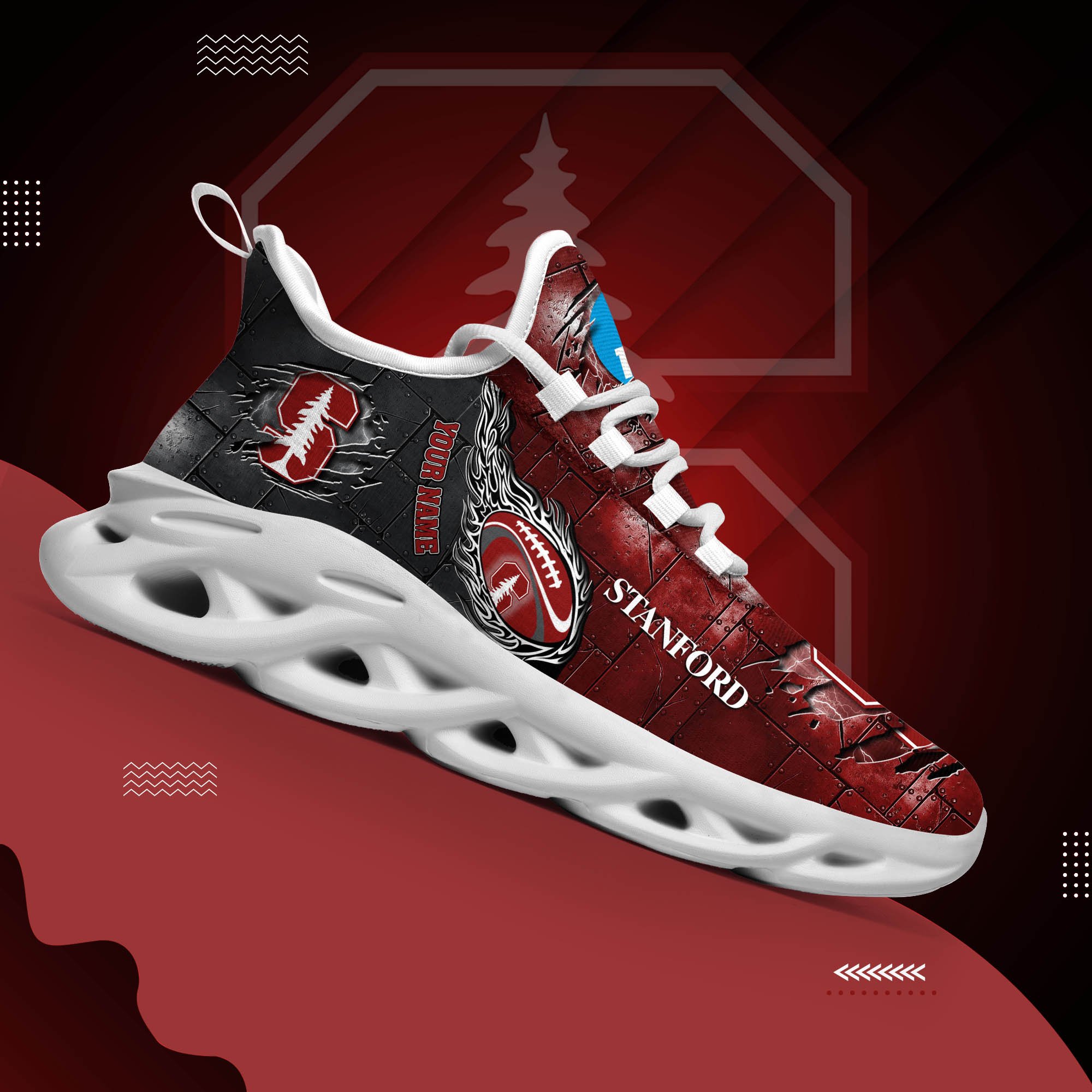 Stanford Cardinal Black Max Soul Shoes 2025 Versions, White Max Soul Shoes Custom Your Name PH879