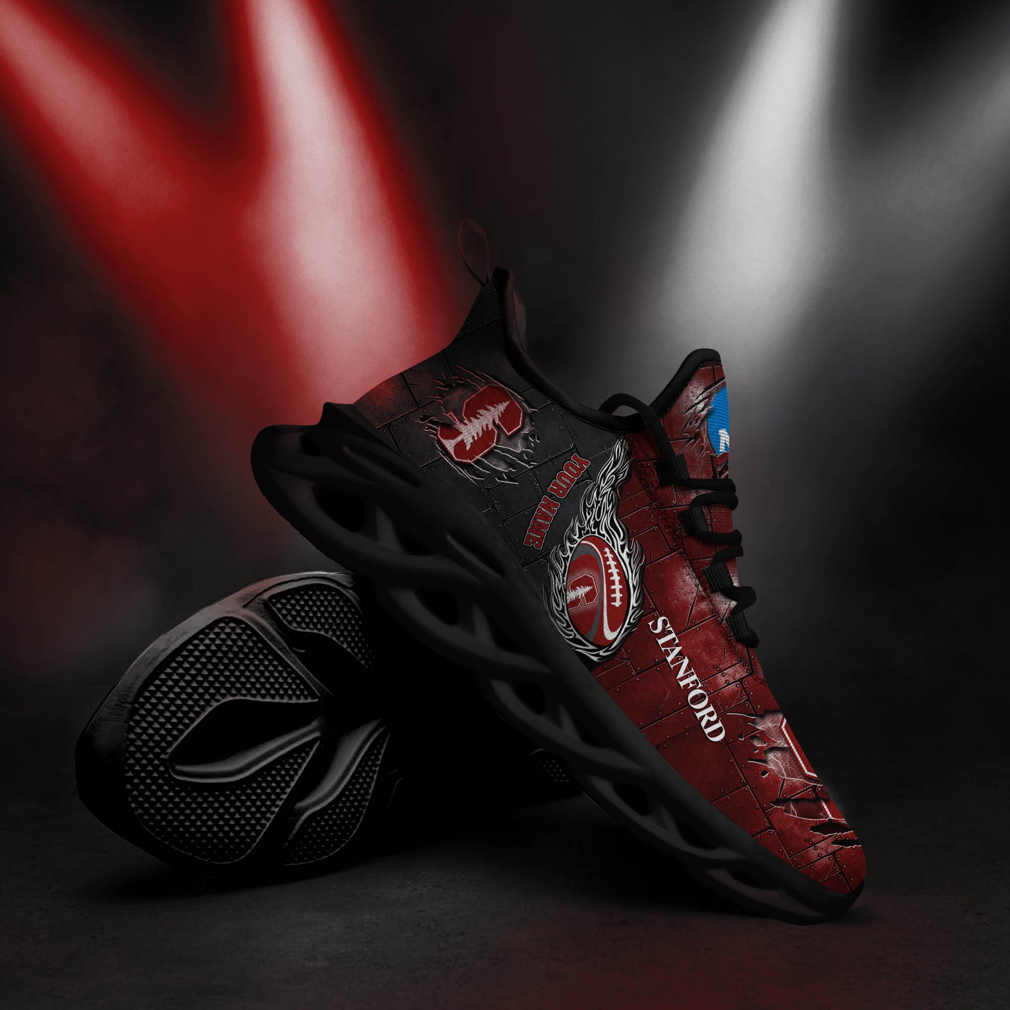 Stanford Cardinal Black Max Soul Shoes 2025 Versions, White Max Soul Shoes Custom Your Name PH879