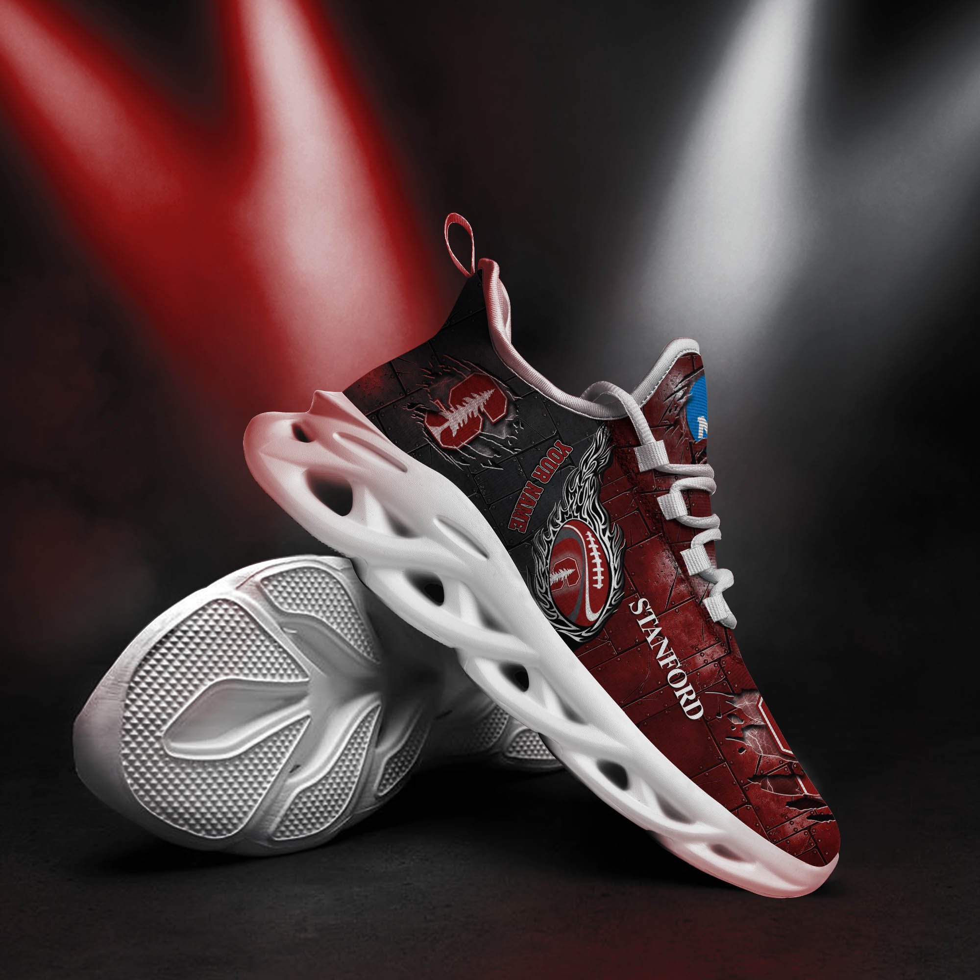 Stanford Cardinal Black Max Soul Shoes 2025 Versions, White Max Soul Shoes Custom Your Name PH879