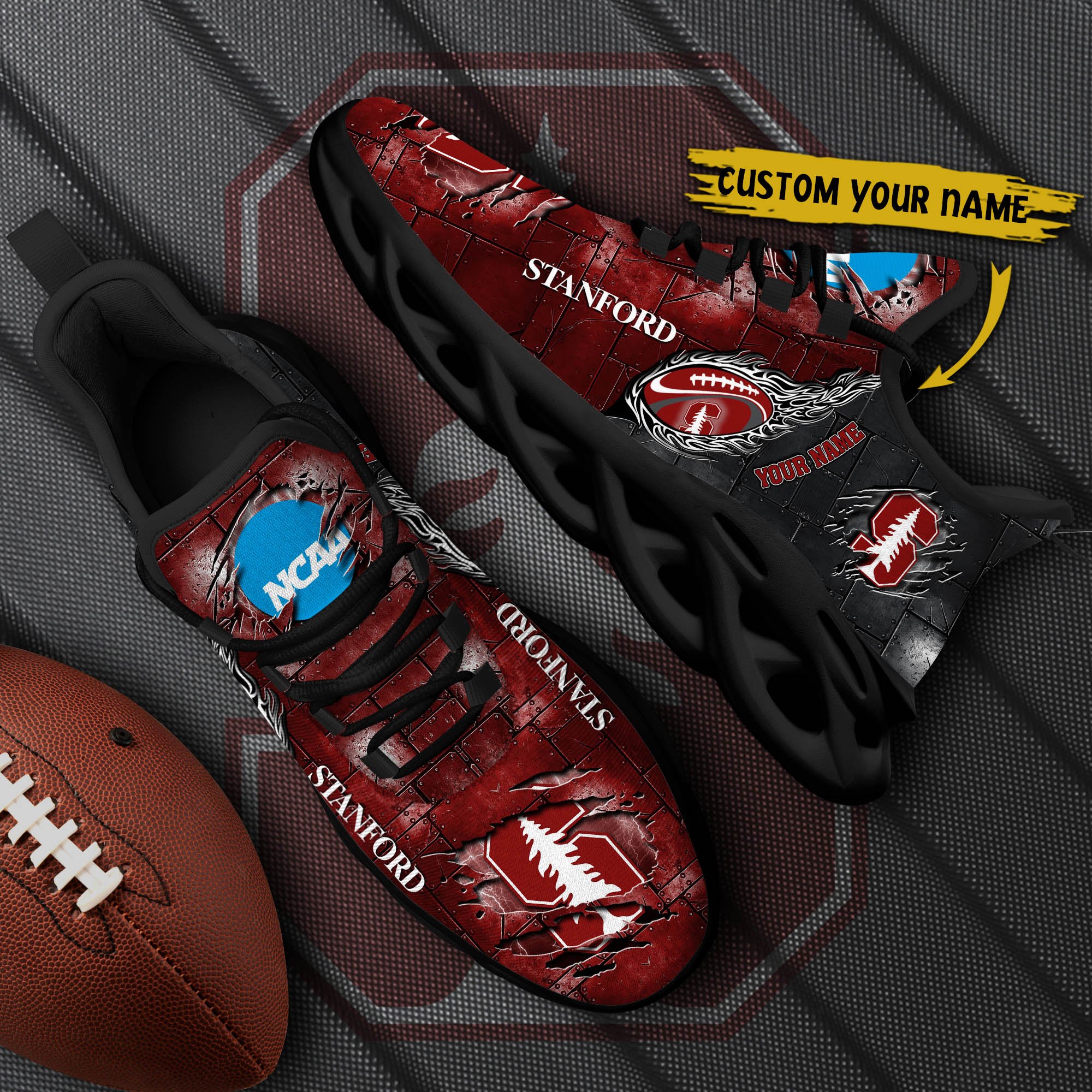 Stanford Cardinal Black Max Soul Shoes 2025 Versions, White Max Soul Shoes Custom Your Name PH879