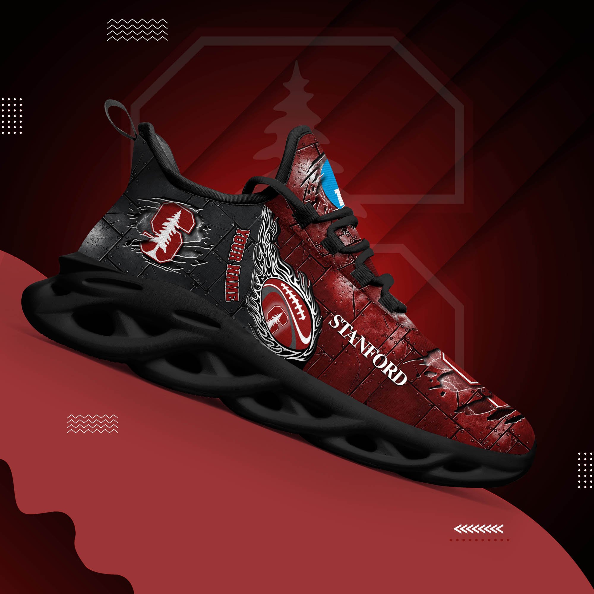 Stanford Cardinal Black Max Soul Shoes 2025 Versions, White Max Soul Shoes Custom Your Name PH879