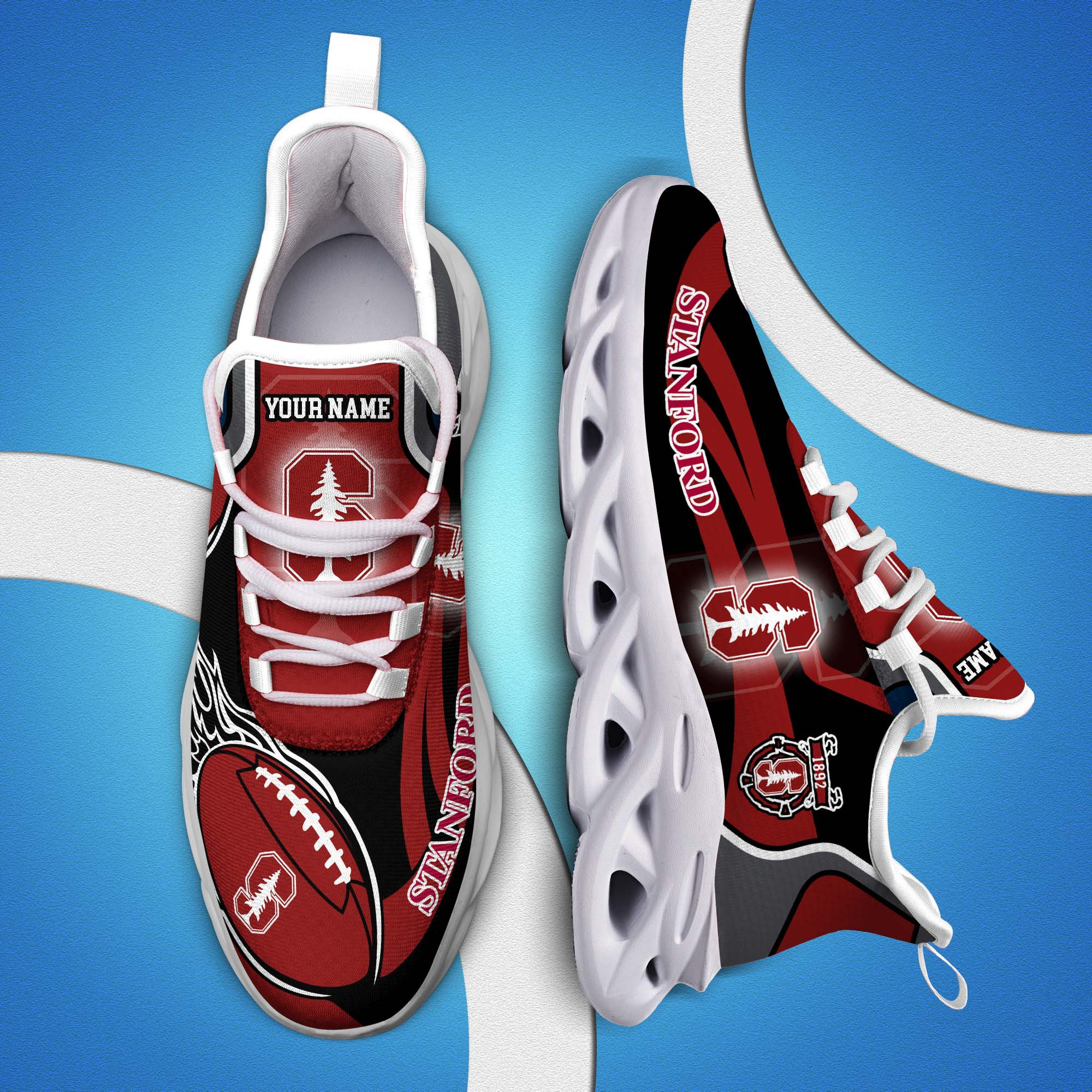 Stanford Cardinal White C Sneakers 2025 Version Personalized Your Name 090