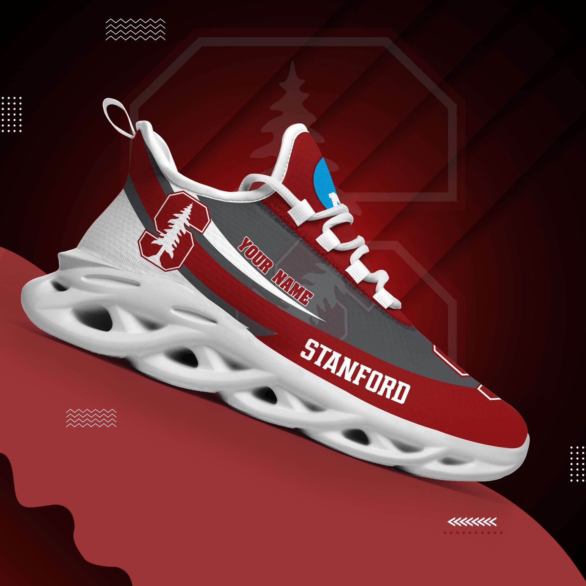 Stanford Cardinal White Max Soul Shoes 2025 Versions Custom Your Name, Sports Gift For Fan PH019