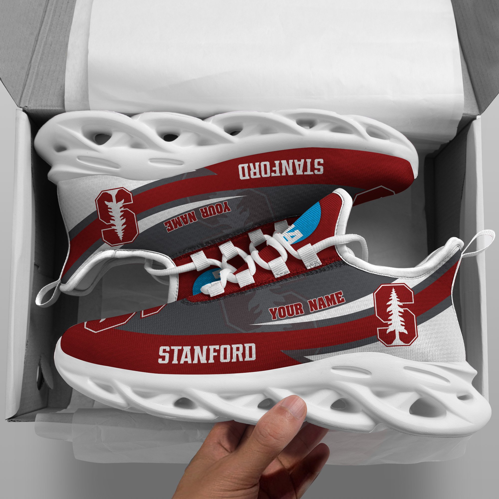Stanford Cardinal White Max Soul Shoes 2025 Versions Custom Your Name, Sports Gift For Fan PH019