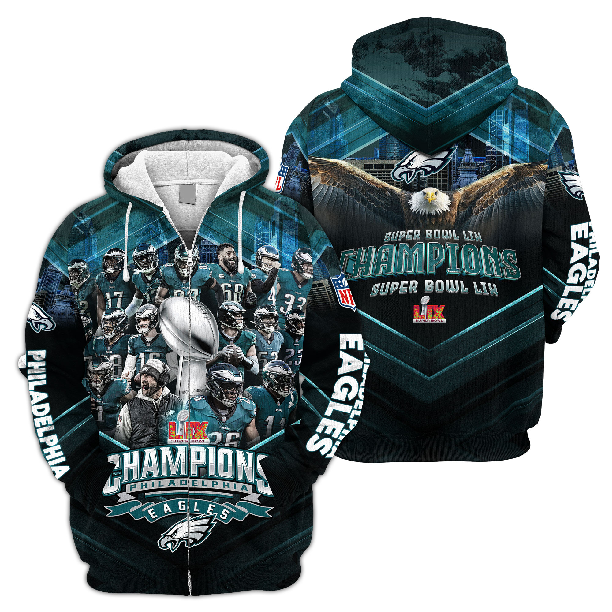 Super Bowl LIX Champions 3D Hoodie, Zip Hoodie 