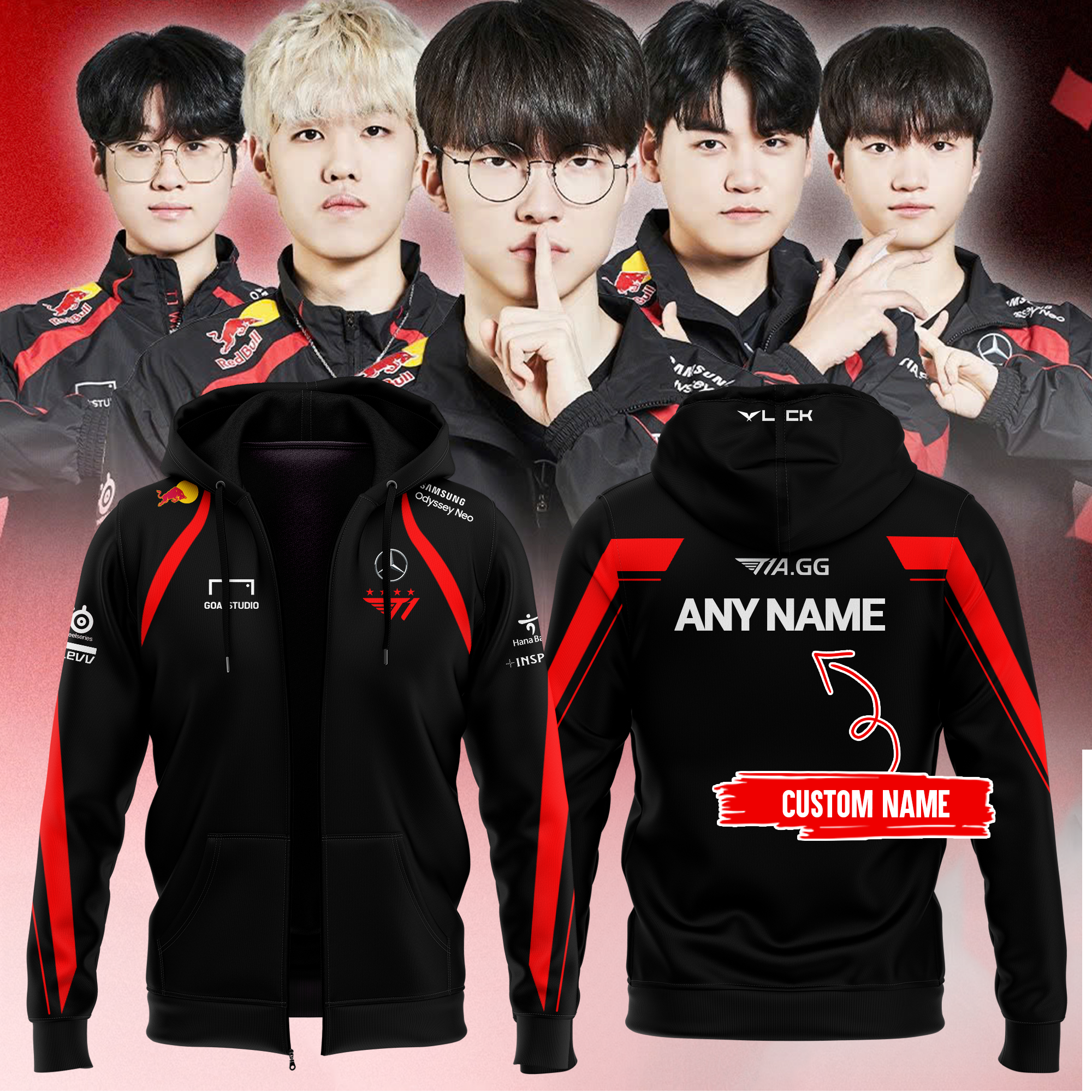 T1 World Black Zip Hoodie 