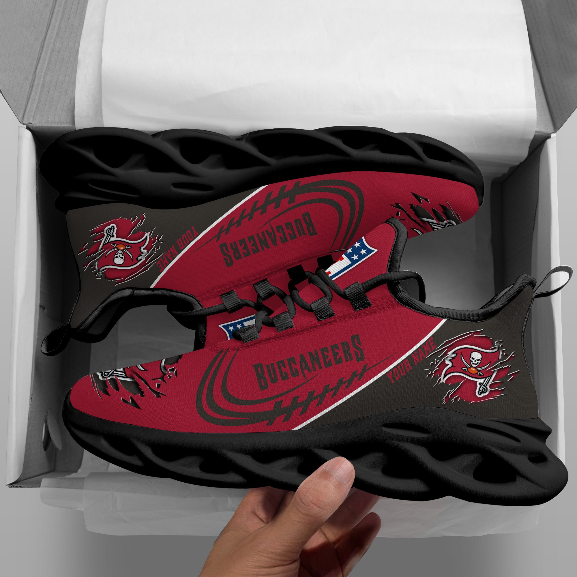 Tampa Bay Buccaneers Black Max Soul Shoes 2025 Versions Custom Name 003