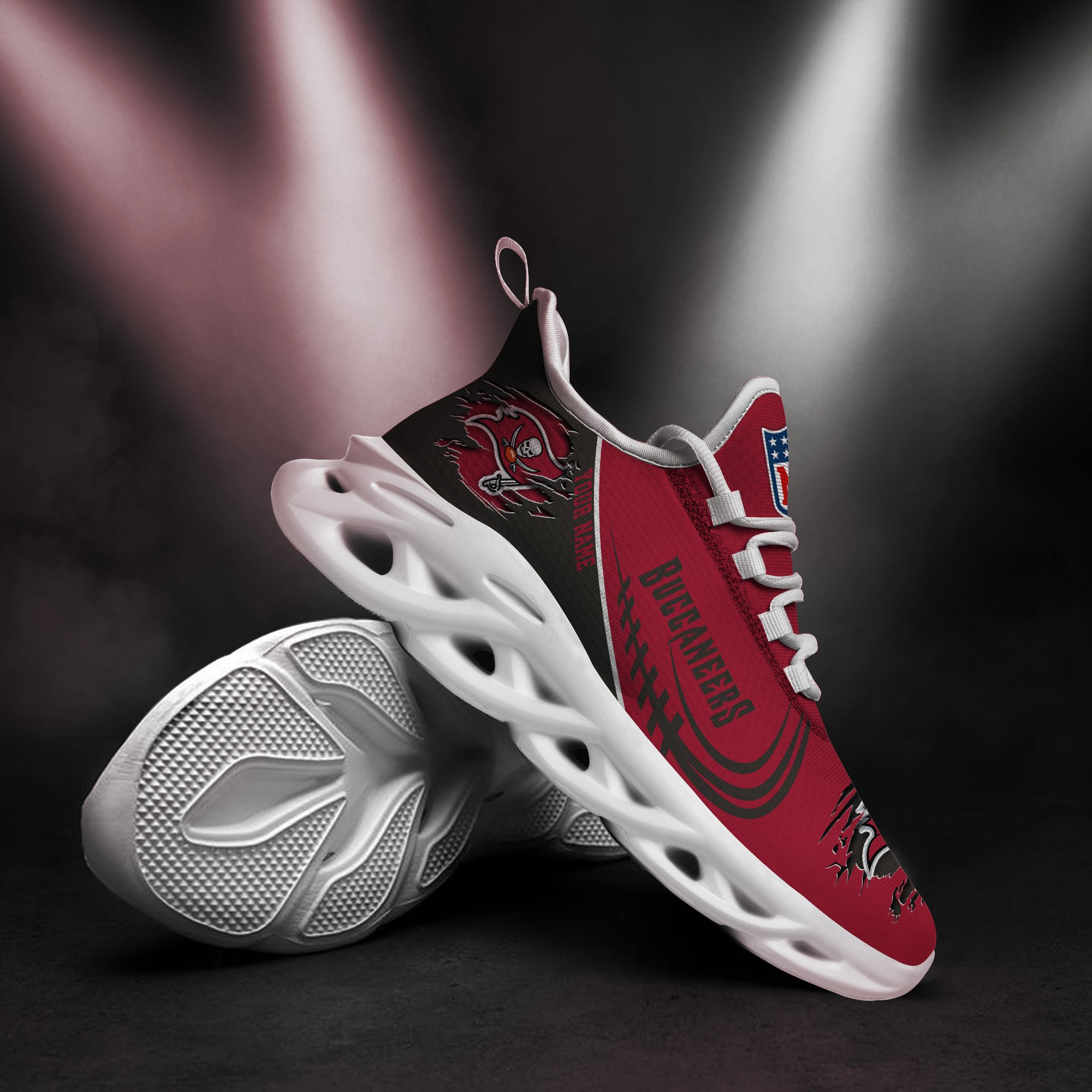 Tampa Bay Buccaneers Black Max Soul Shoes 2025 Versions Custom Name 003