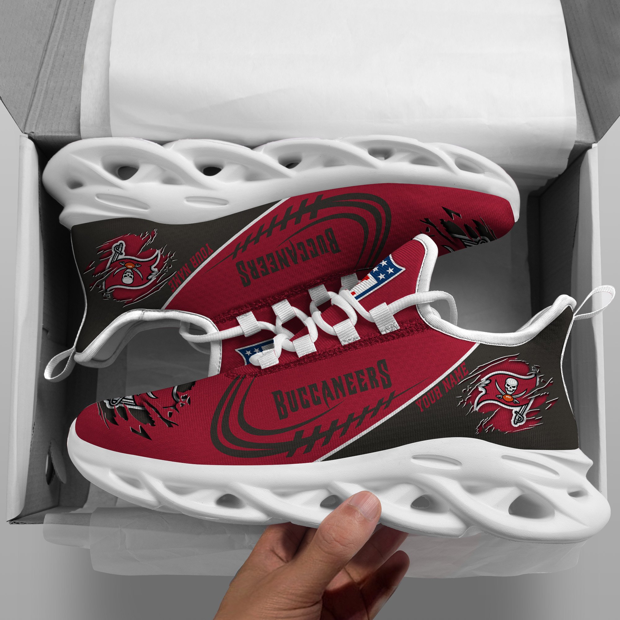Tampa Bay Buccaneers Black Max Soul Shoes 2025 Versions Custom Name 003